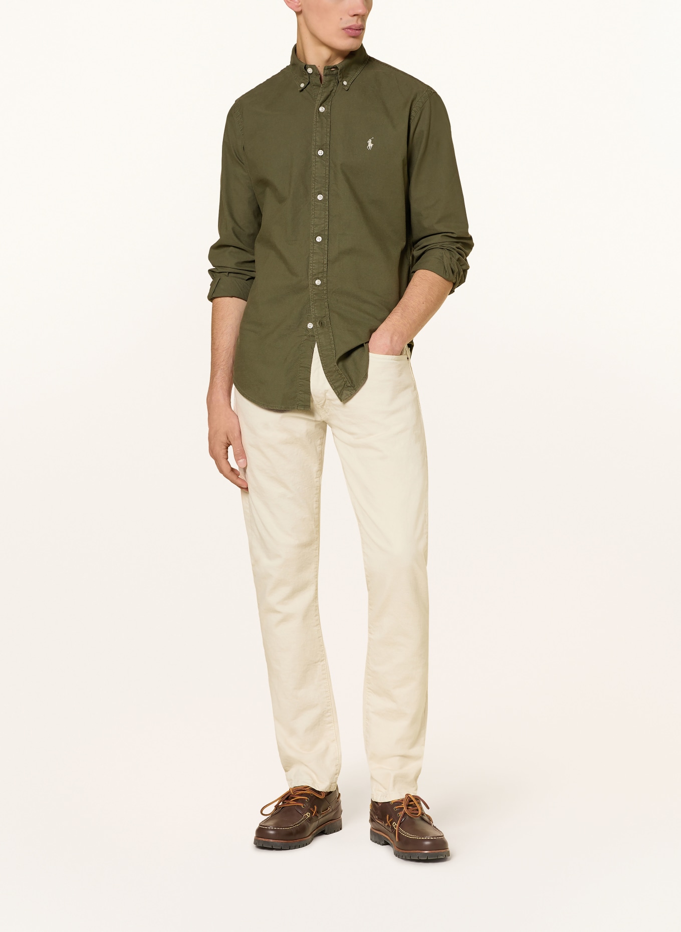POLO RALPH LAUREN Oxfordhemd Custom Fit: OLIV / CREME