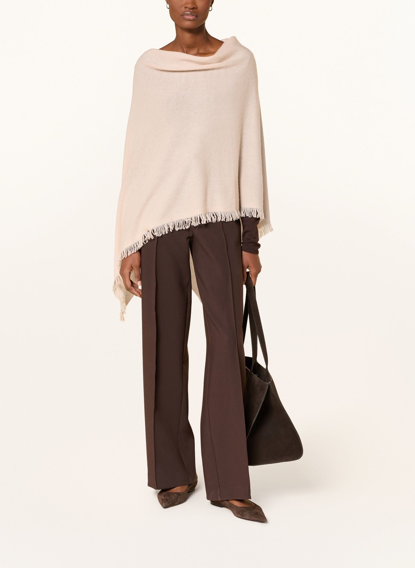 REPEAT Poncho en cachemire: BEIGE