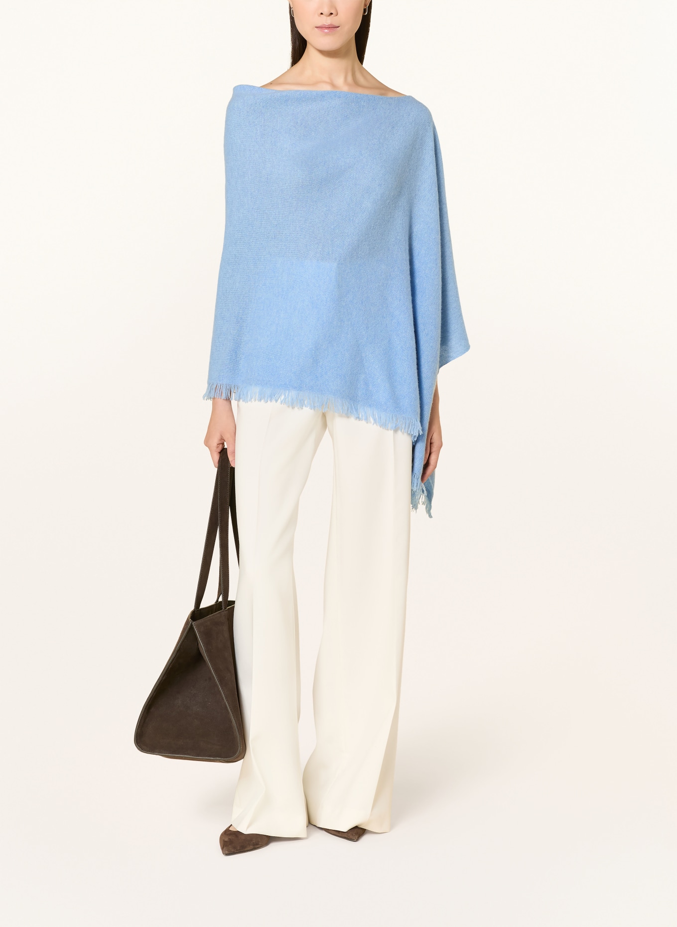 REPEAT Poncho en cachemire: BLEU CLAIR