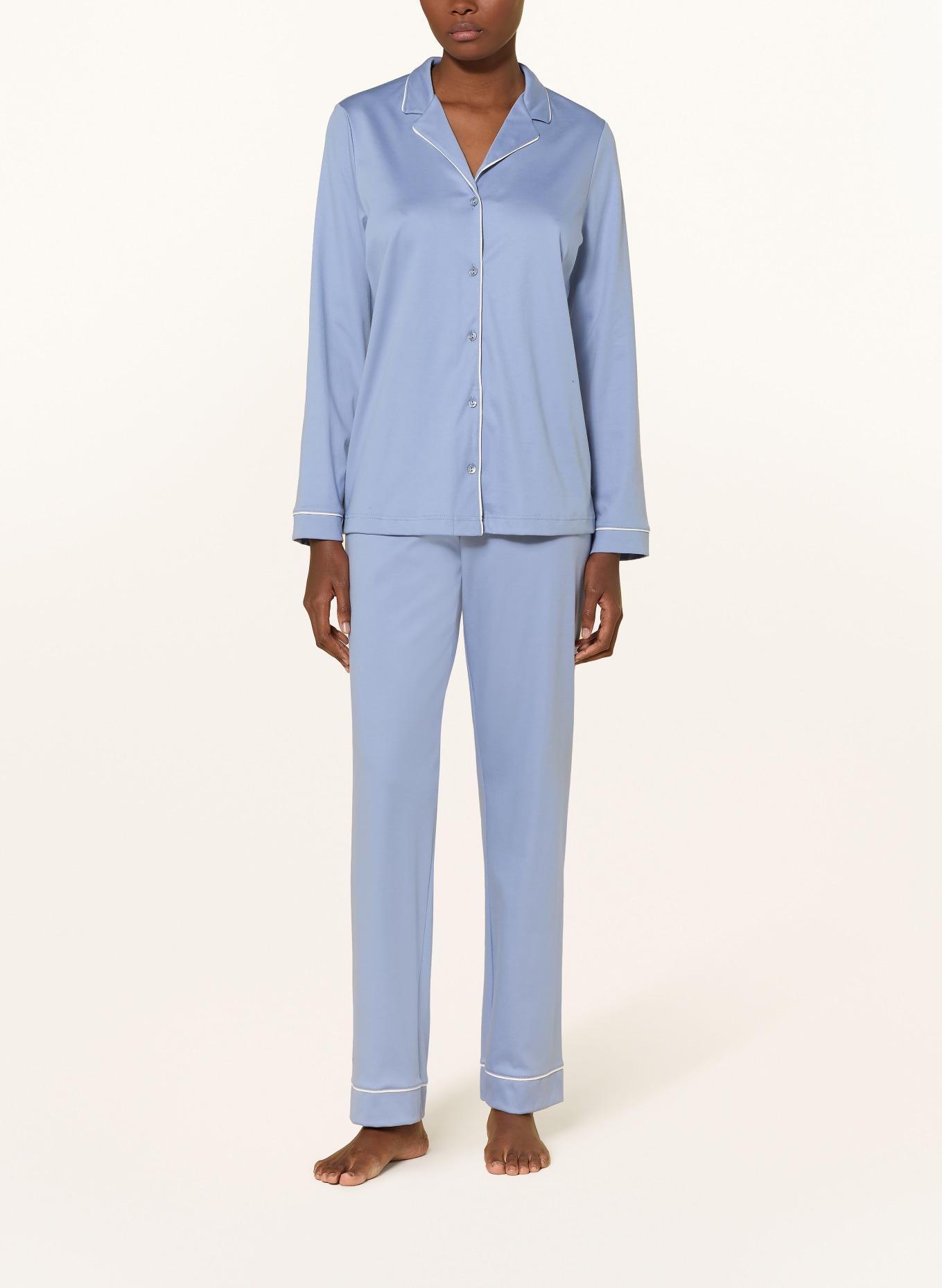 CALIDA Pyjama NIGHT LOVERS: BLEU CLAIR / BLANC