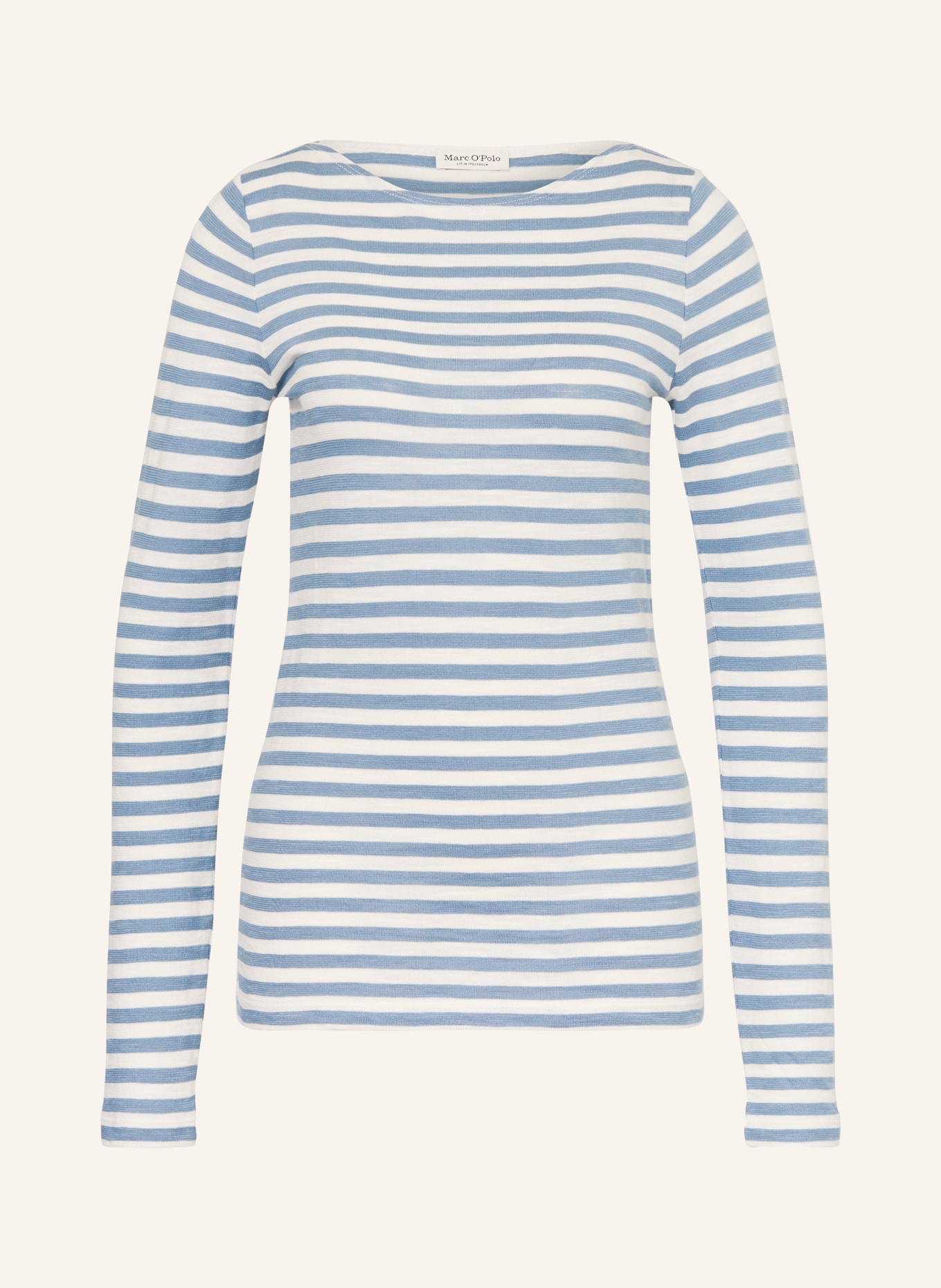Marc O'Polo Tričko s dlouhým rukávem: BÍLÁ / TMAVĚ MODRÁ