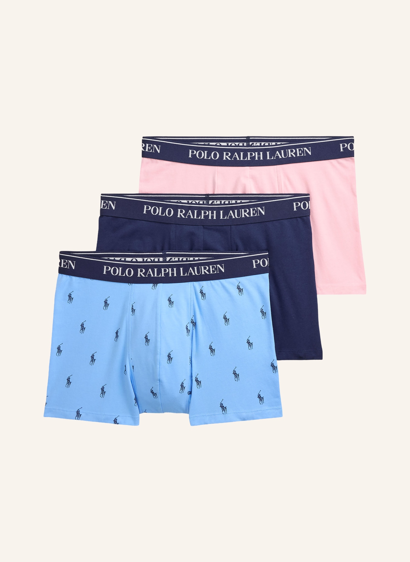 POLO RALPH LAUREN 3-pack boxershorts: BLAUW / ROZE / DONKERBLAUW