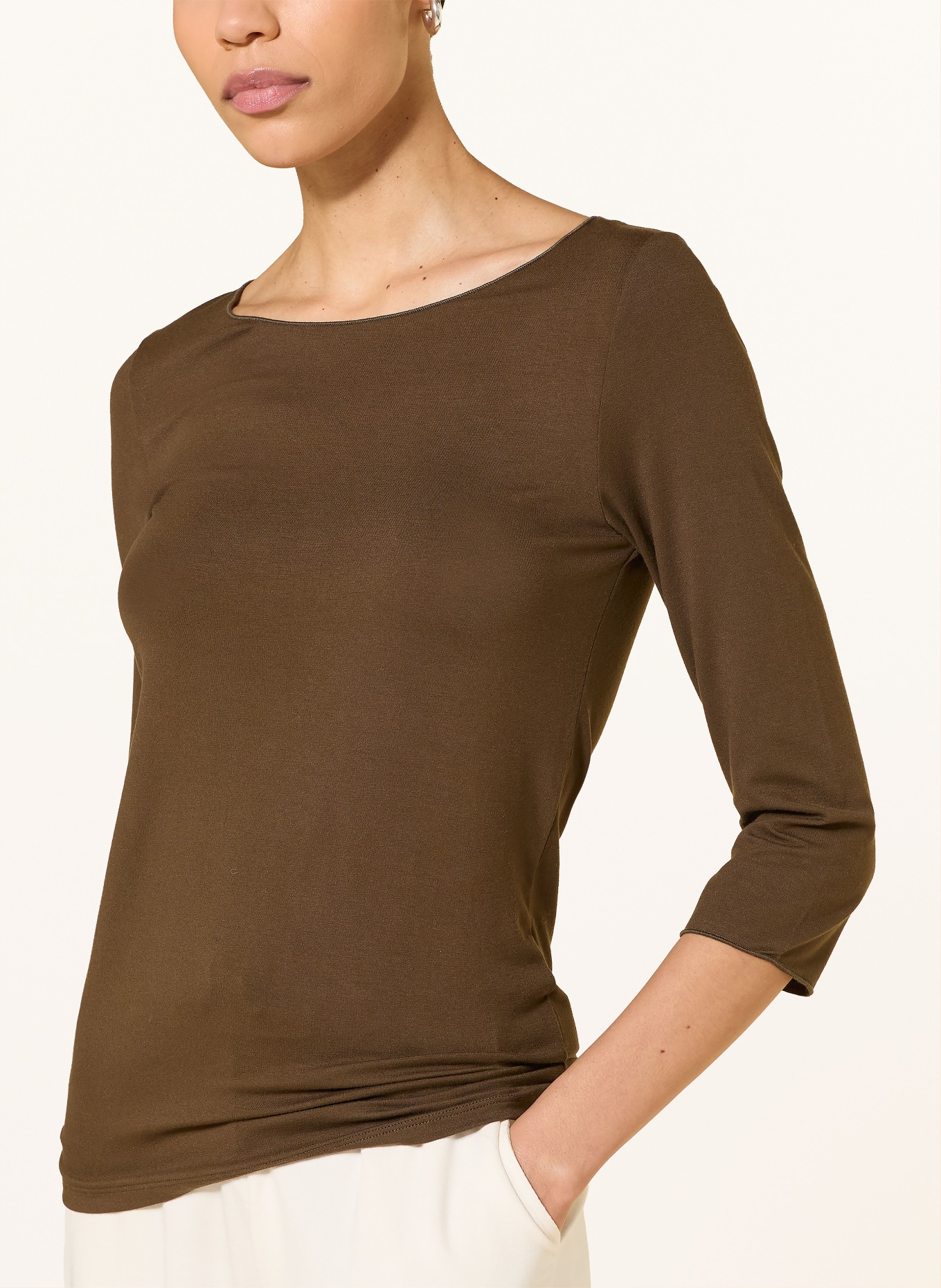 MAJESTIC FILATURES T-shirt à manches 3/4: MARRON FONCÉ