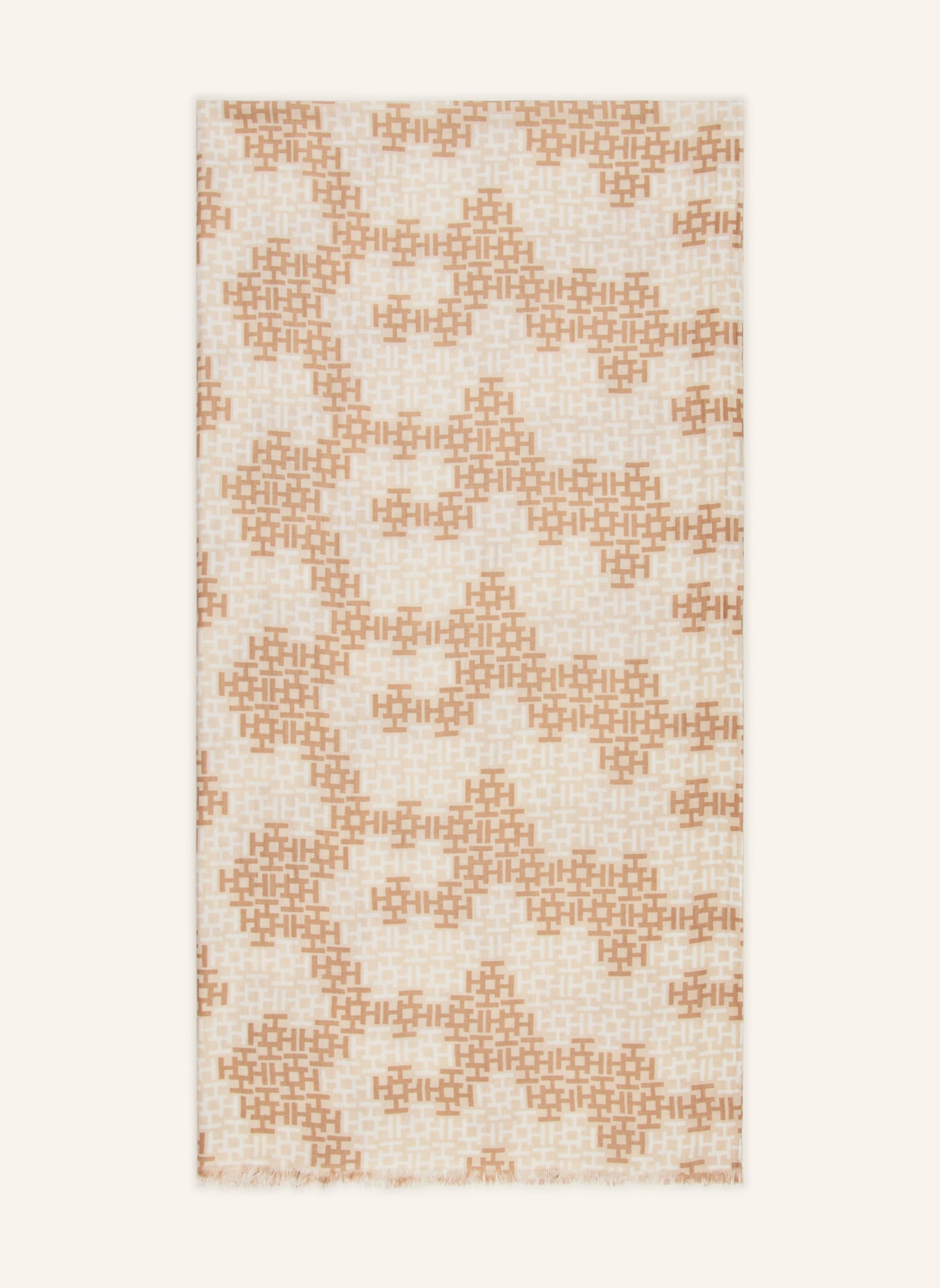 HEMISPHERE Cashmere scarf ALIKIBI with silk: BEIGE / BROWN / CREAM