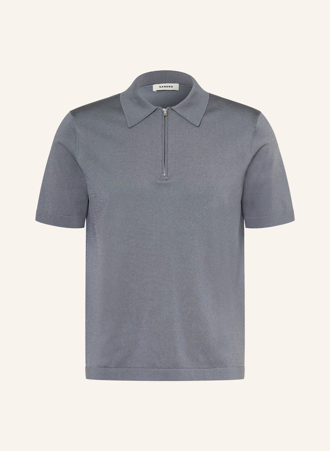 SANDRO Strick-Poloshirt: BLAUGRAU