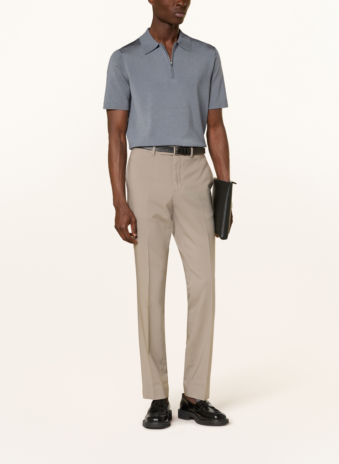 SANDRO Strick-Poloshirt: BLAUGRAU