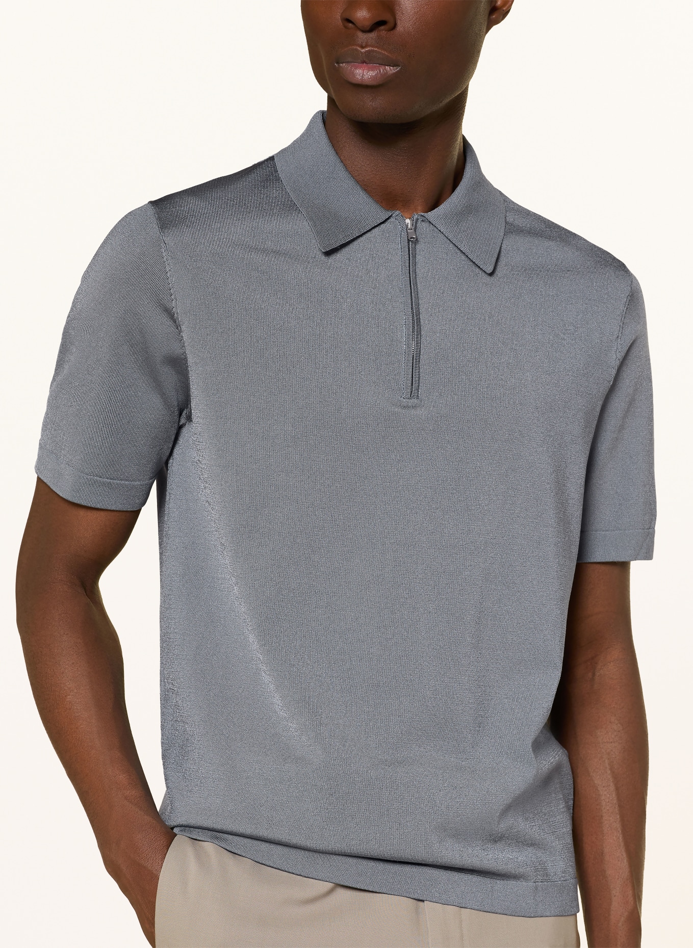 SANDRO Strick-Poloshirt: BLAUGRAU