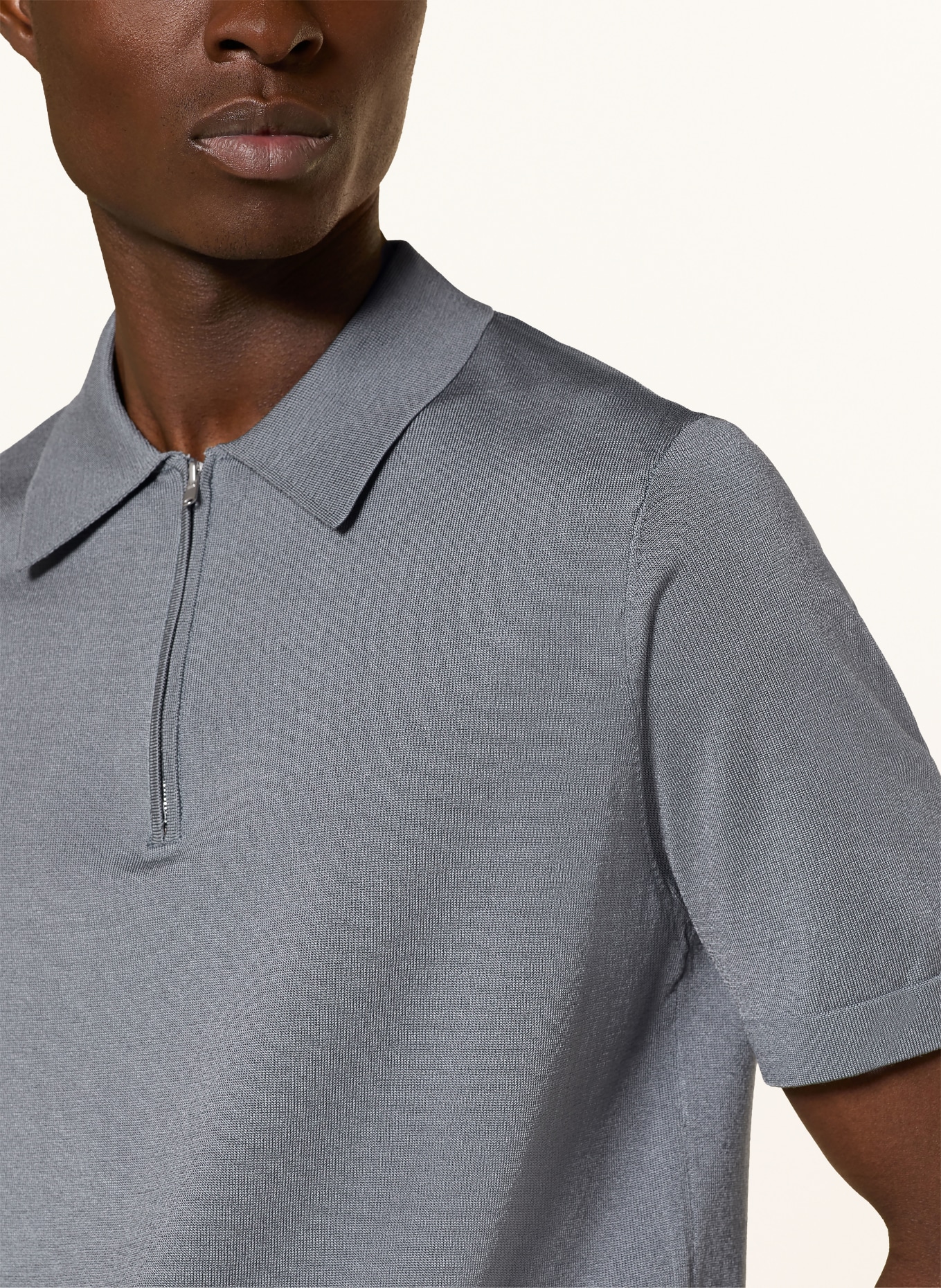 SANDRO Strick-Poloshirt: BLAUGRAU