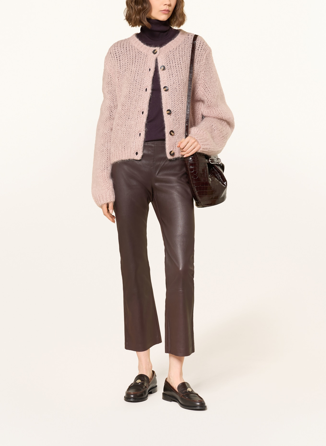 InWear 7/8 kalhoty z kůže: TMAVĚ HNĚDÁ