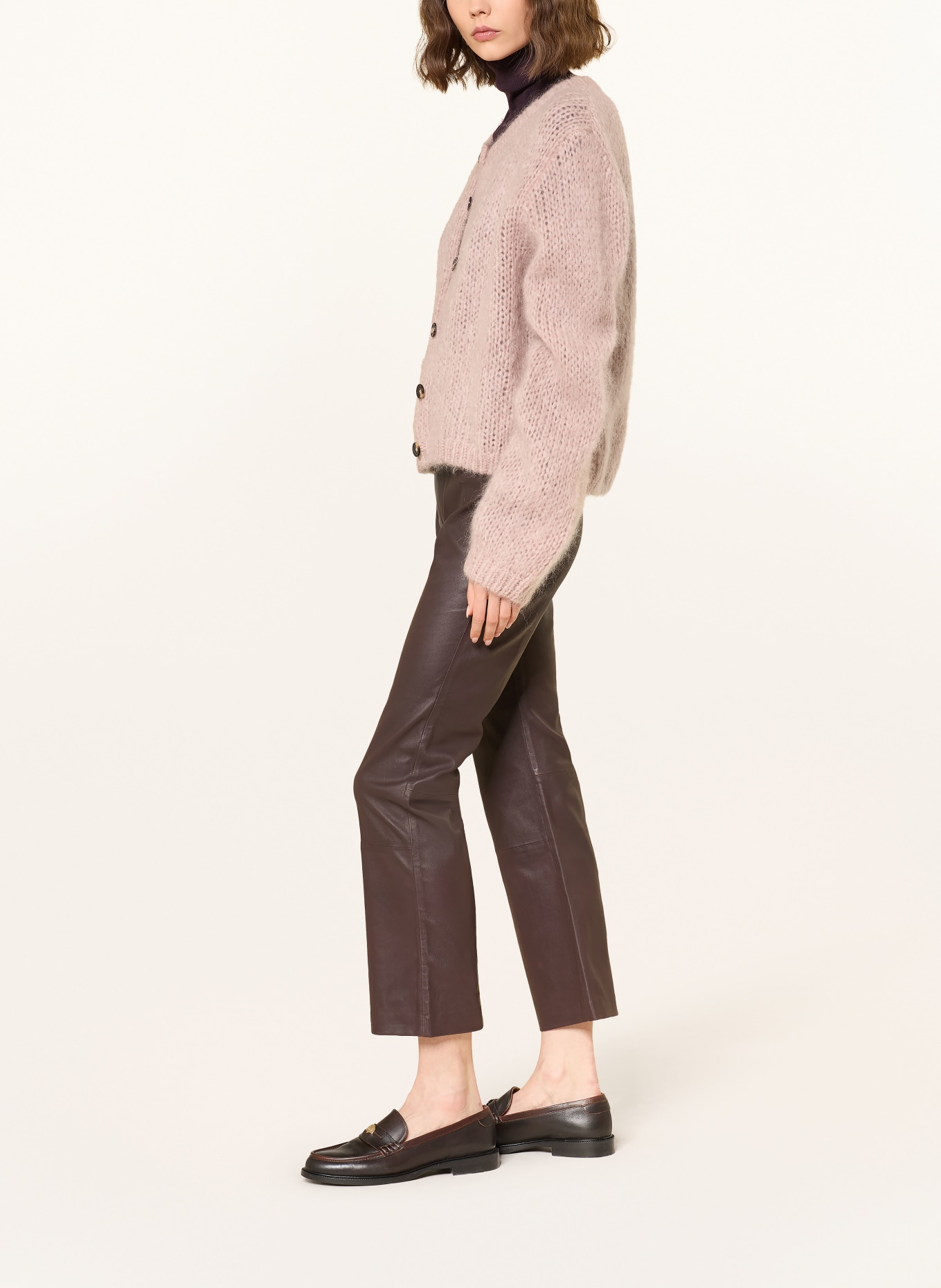 InWear 7/8 kalhoty z kůže: TMAVĚ HNĚDÁ