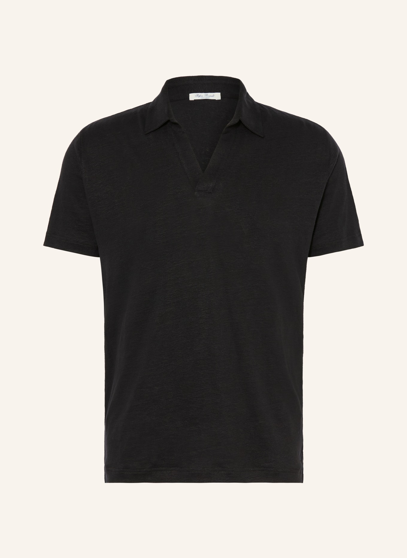 Stefan Brandt Žerzejová polokošile ze lnu: ČERNÁ