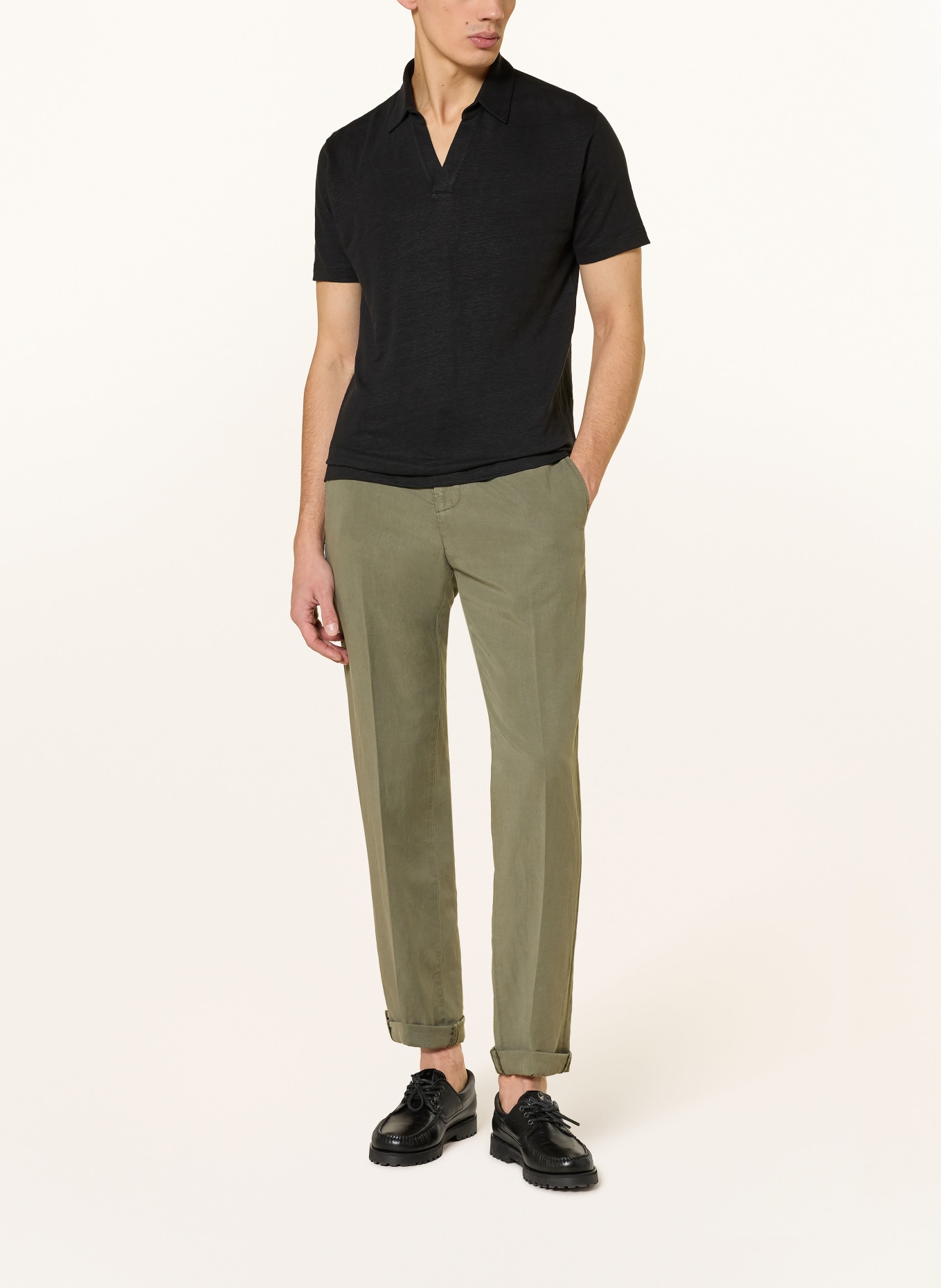 Stefan Brandt Žerzejová polokošile ze lnu: ČERNÁ