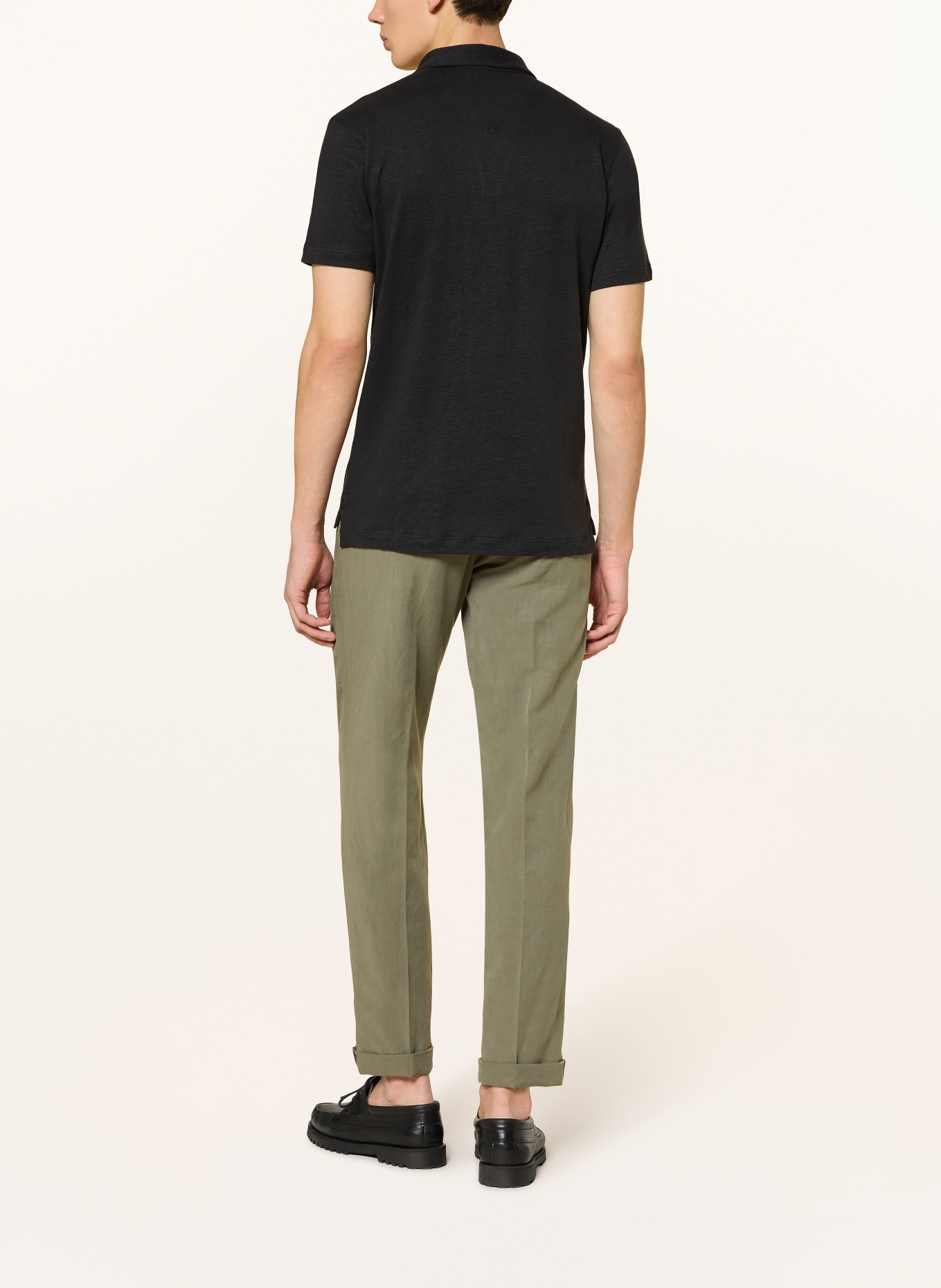 Stefan Brandt Žerzejová polokošile ze lnu: ČERNÁ