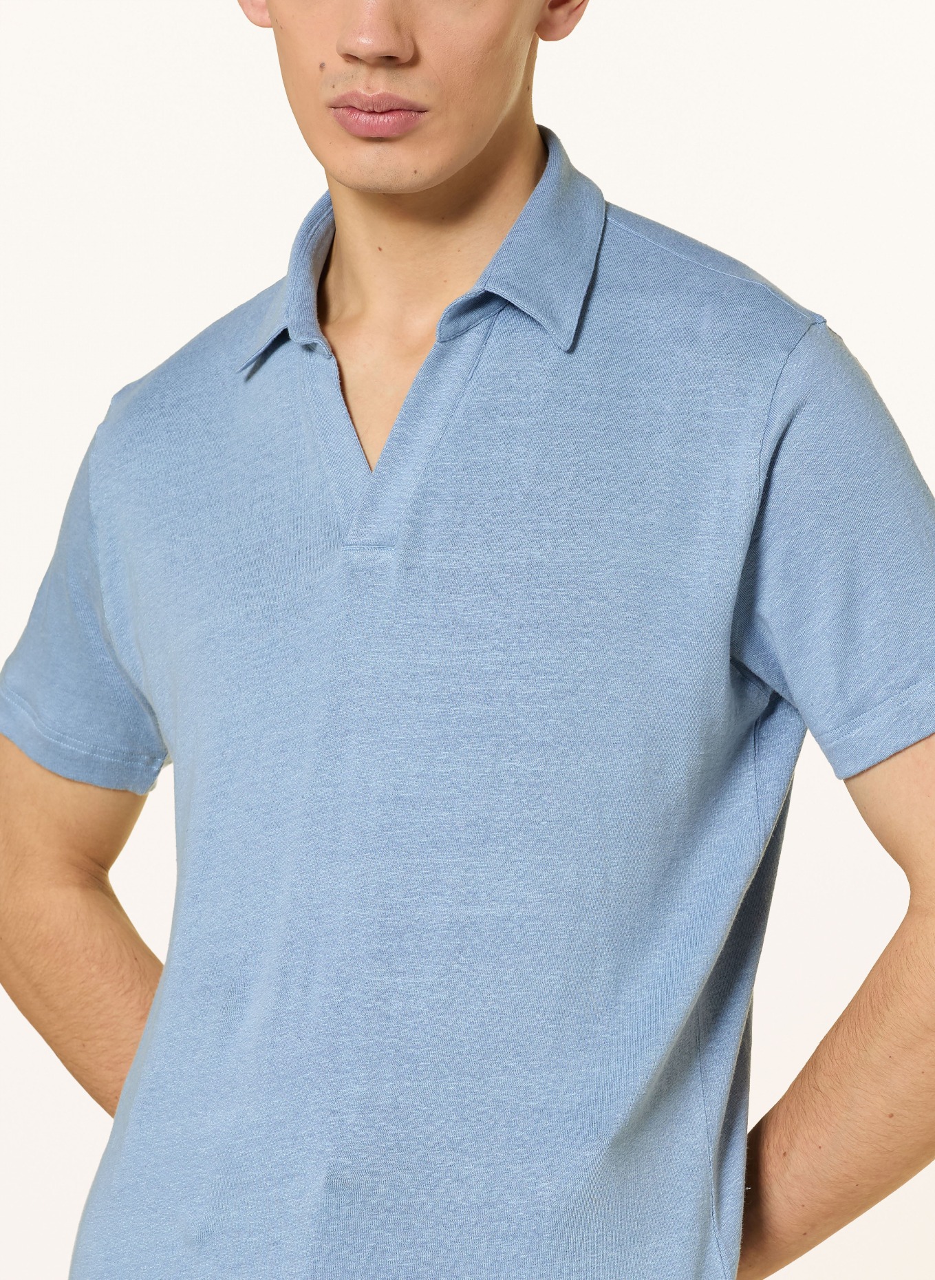 Stefan Brandt Žerzejová polokošile ze lnu: TMAVĚ MODRÁ