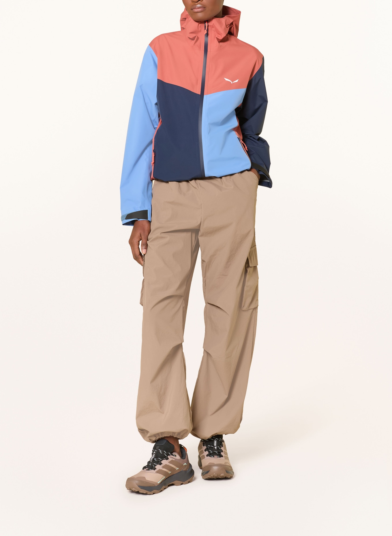 SALEWA Hardshellová bunda PUEZ 2.5L PTX: TMAVĚ MODRÁ / TMAVĚ ORANŽOVÁ / MODRÁ