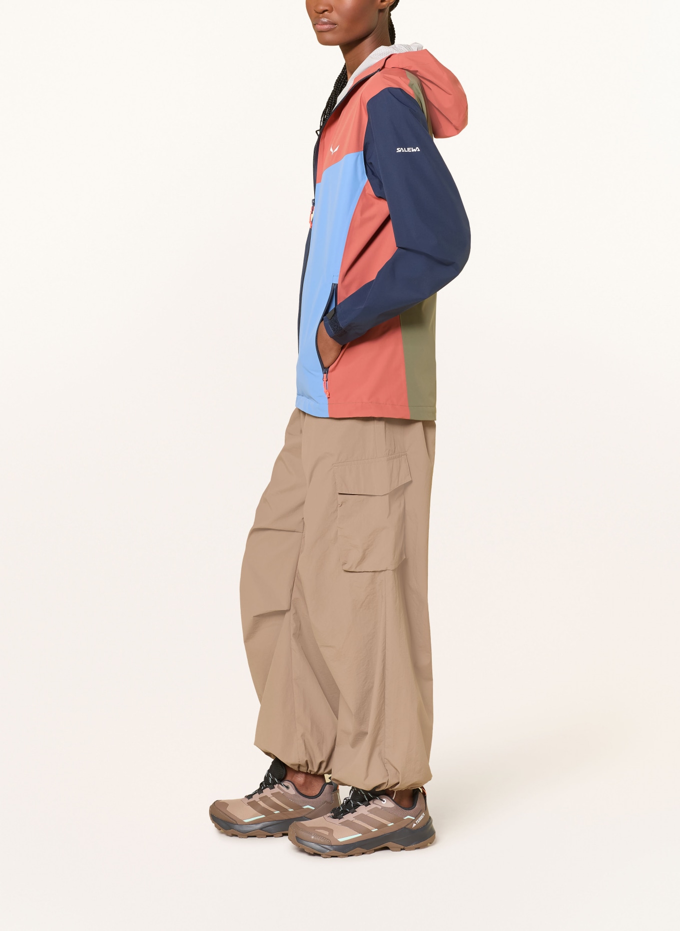 SALEWA Hardshellová bunda PUEZ 2.5L PTX: TMAVĚ MODRÁ / TMAVĚ ORANŽOVÁ / MODRÁ