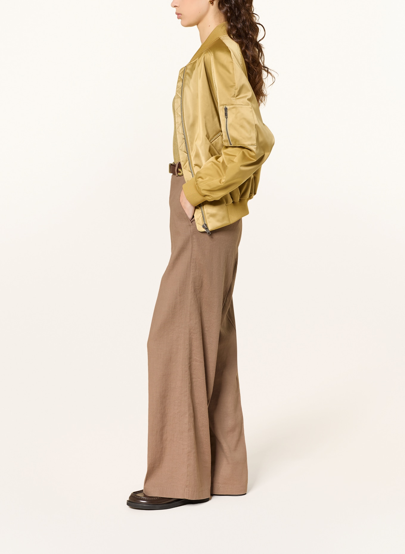 CAMBIO MIRA marlena pants with linen: LIGHT BROWN
