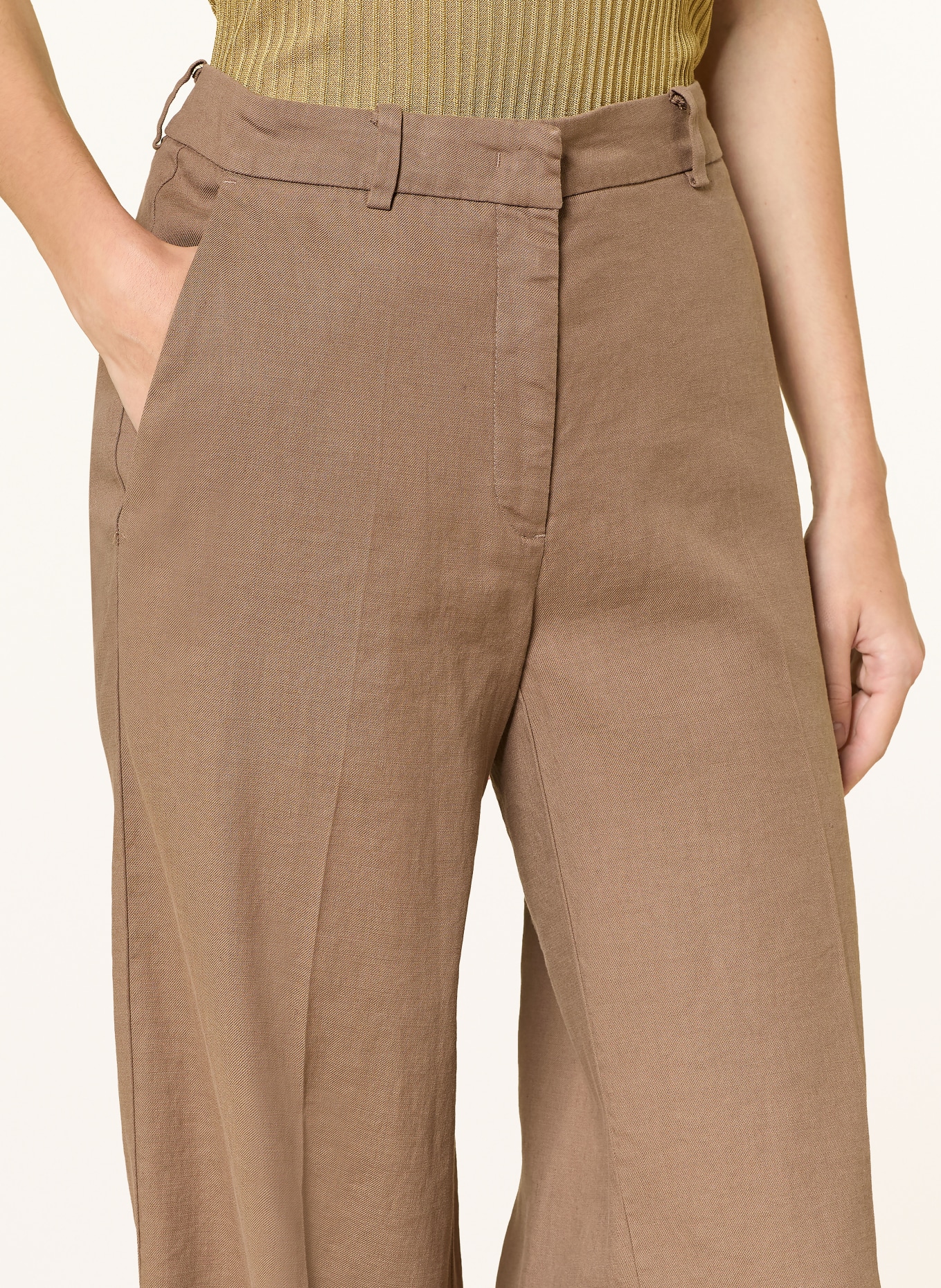 CAMBIO MIRA marlena pants with linen: LIGHT BROWN