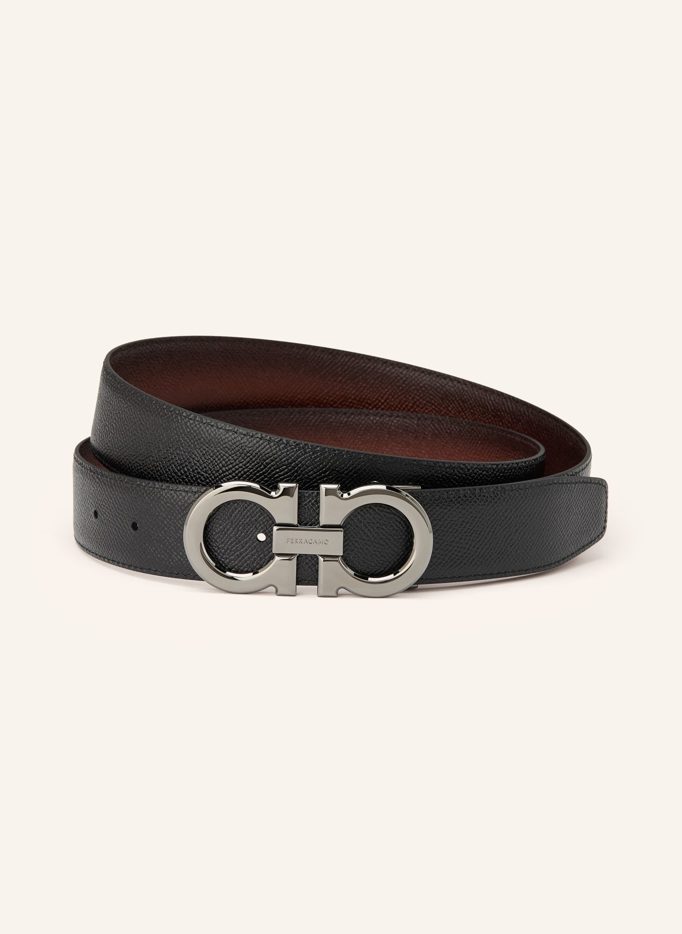 FERRAGAMO Reversible leather belt: COGNAC