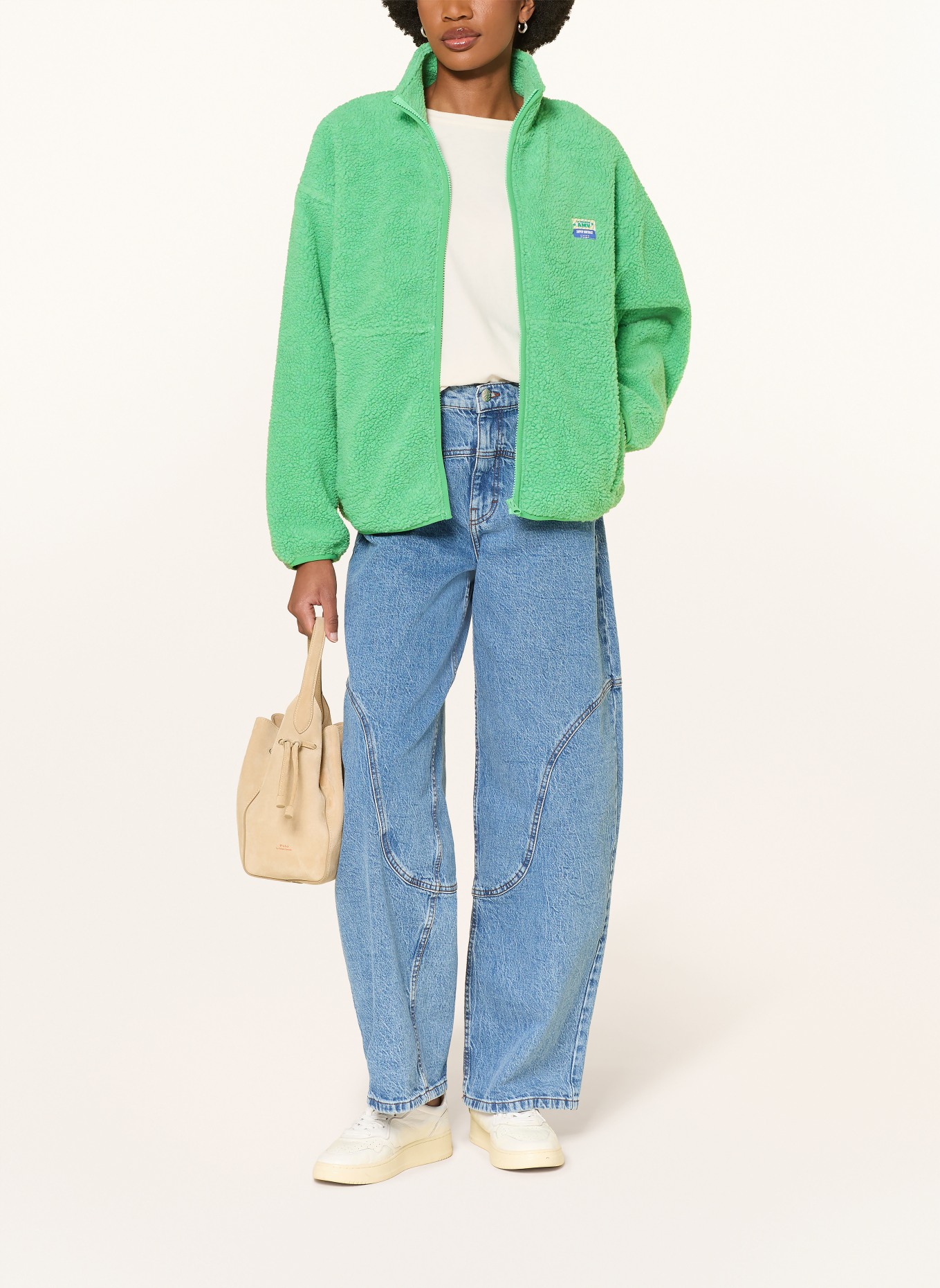 American Vintage Plyšová bunda HOKTOWN: SVĚTLE ZELENÁ