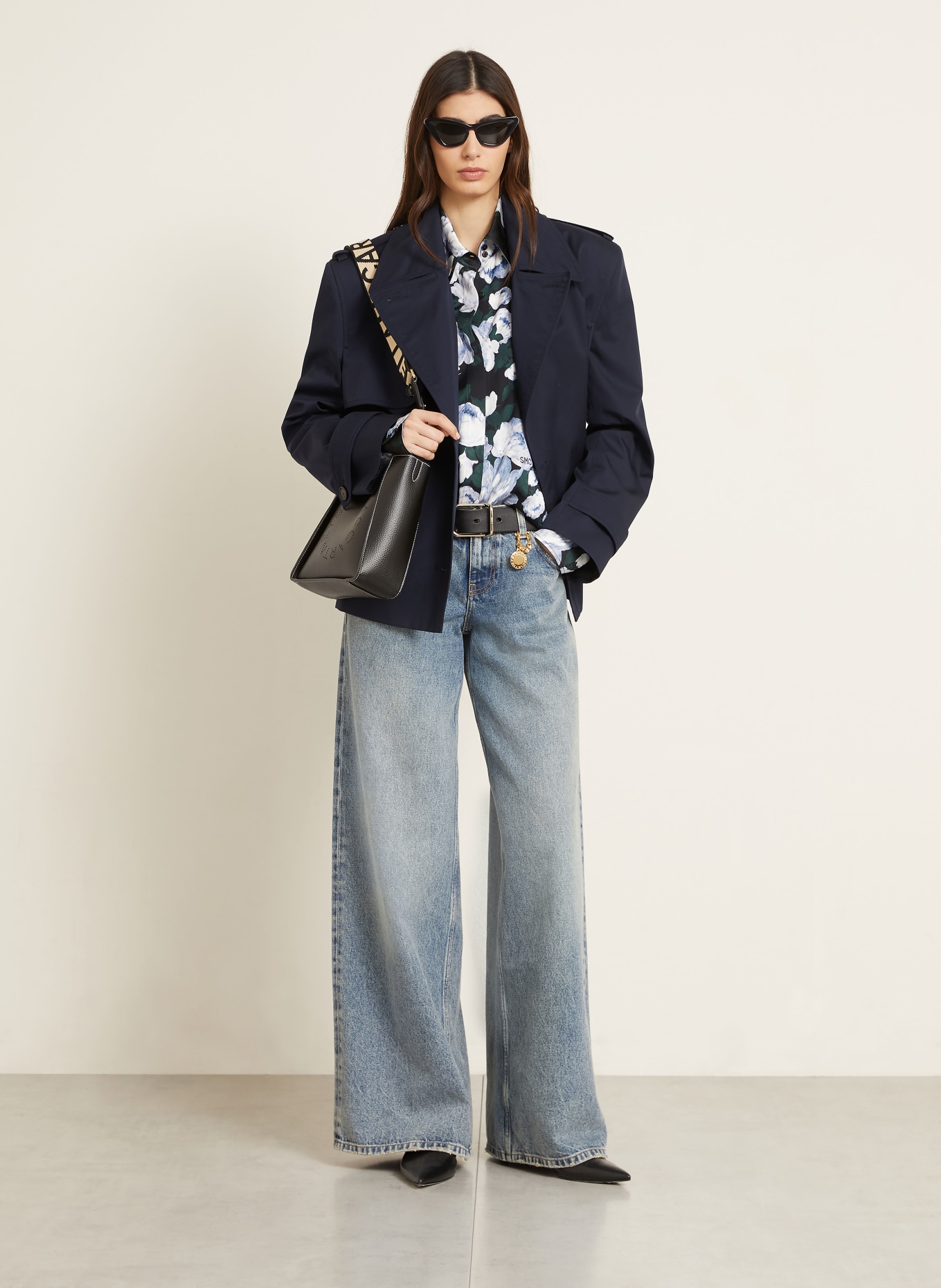 STELLA McCARTNEY Sac à bandoulière LOGO MINI: NOIR / OR