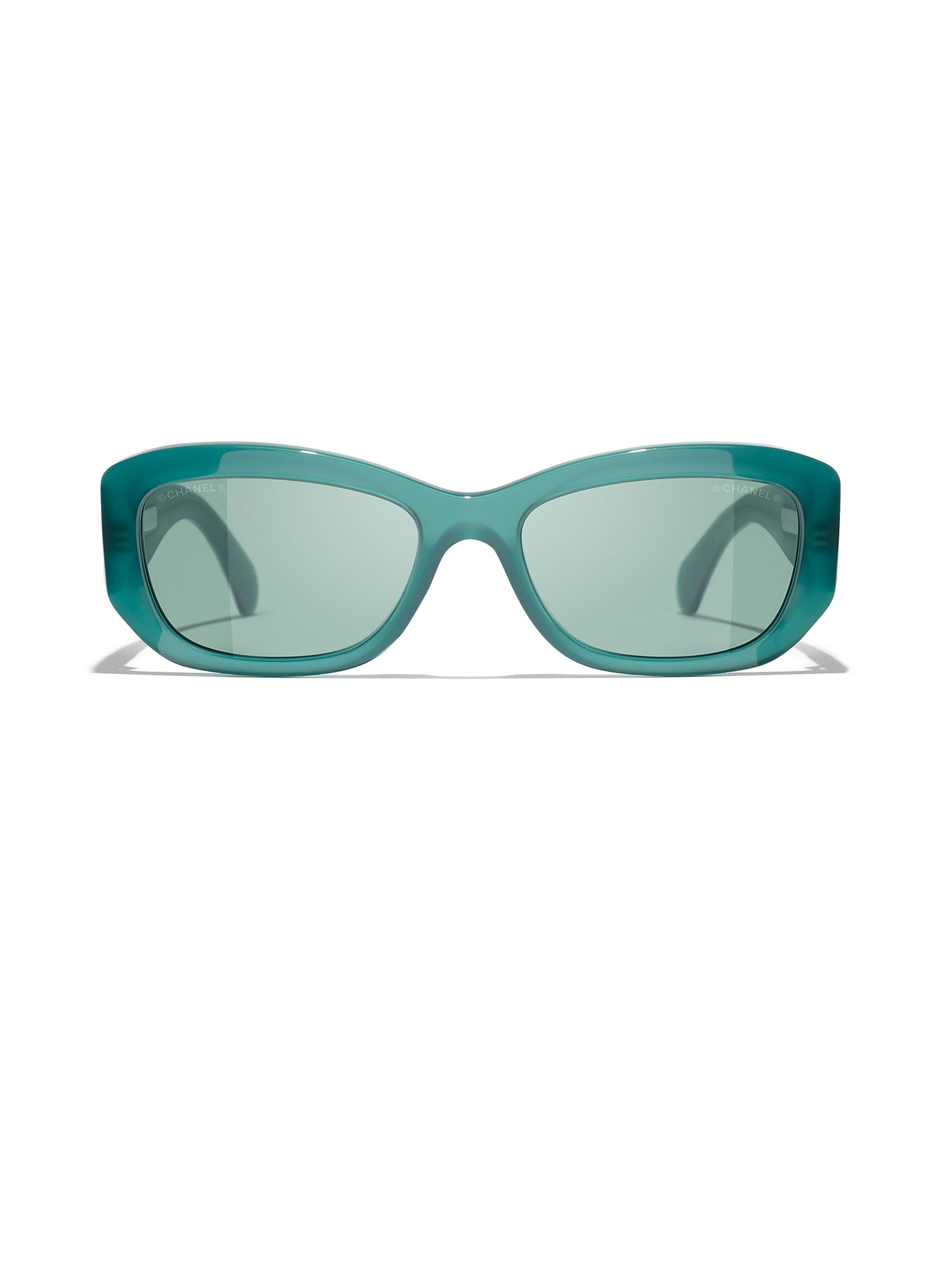 CHANEL Rechteckige Sonnenbrille: GRÜN/ GRÜN