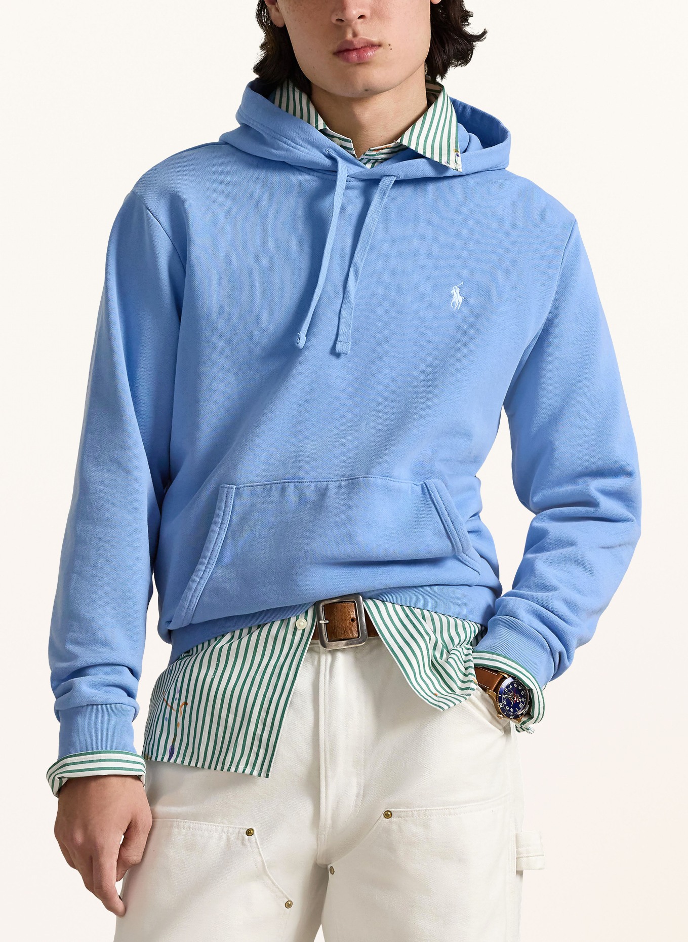 POLO RALPH LAUREN Hoodie: HELLBLAU / WEISS