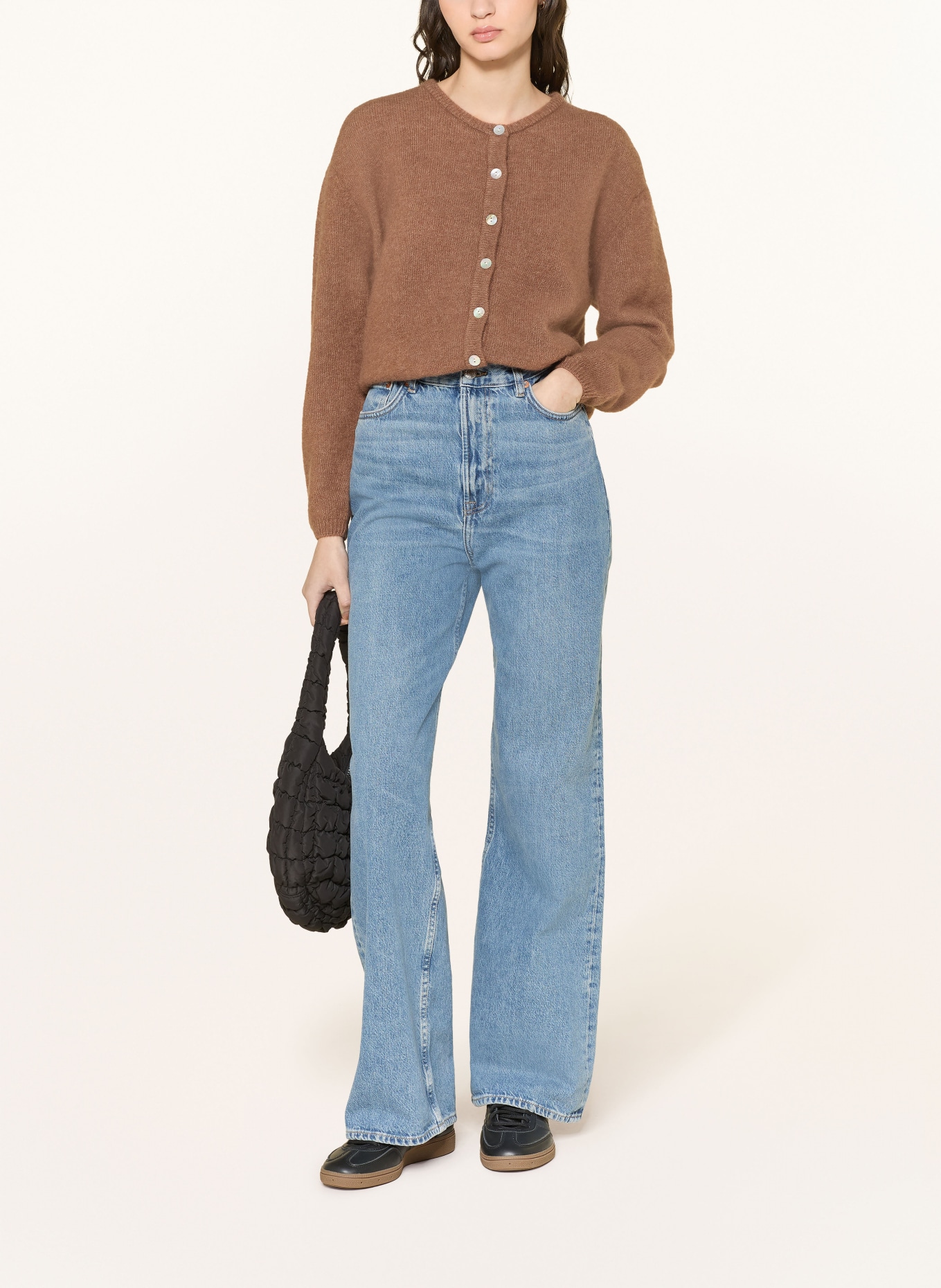 American Vintage Pletený kardigan s alpakou: HNĚDÁ