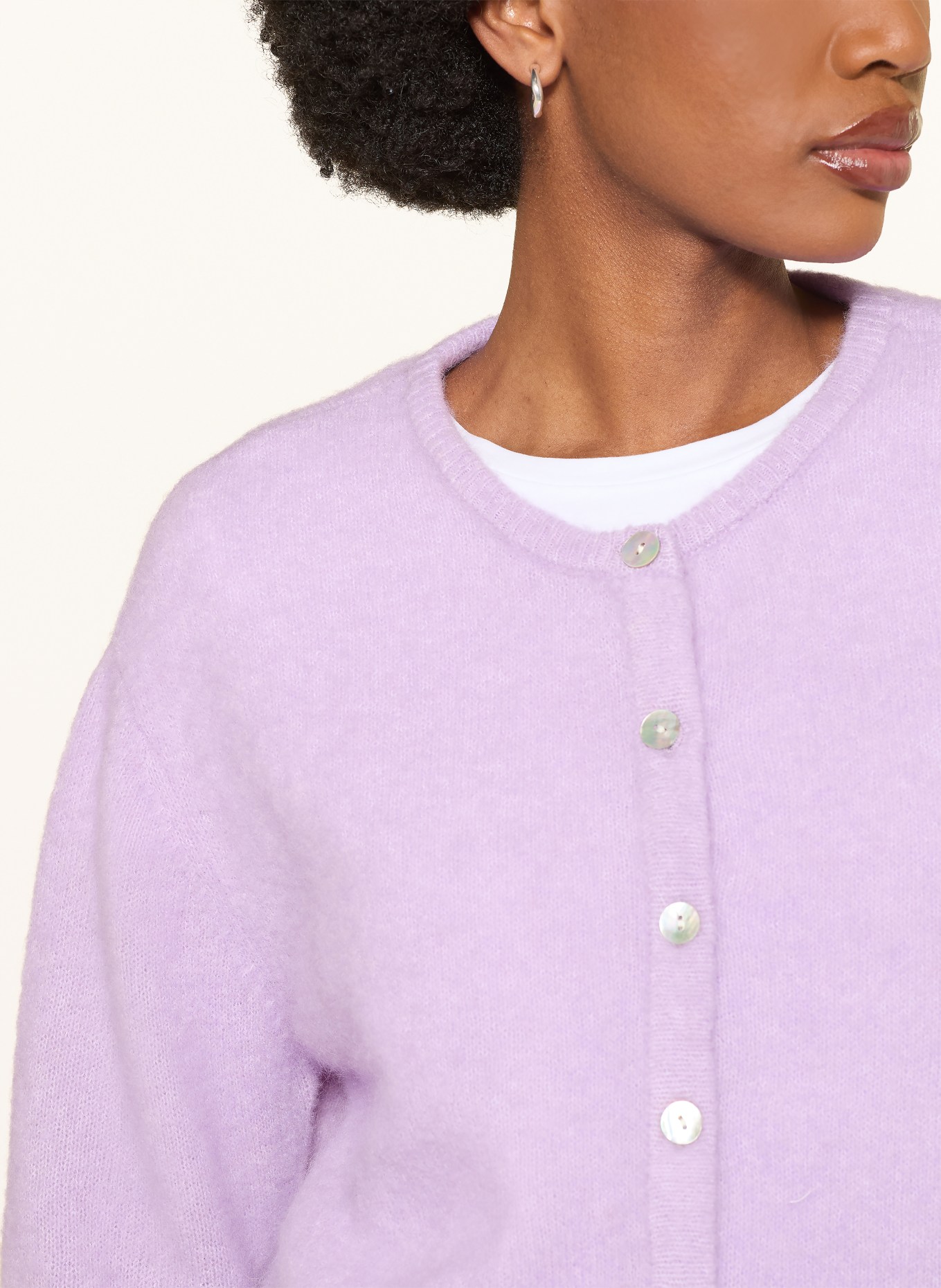 American Vintage Kardigan z dodatkiem alpaki: JASNOFIOLETOWY