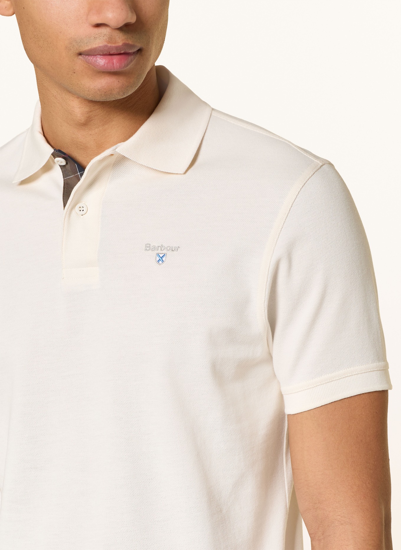 Barbour Piqué poloshirt: CRÈME