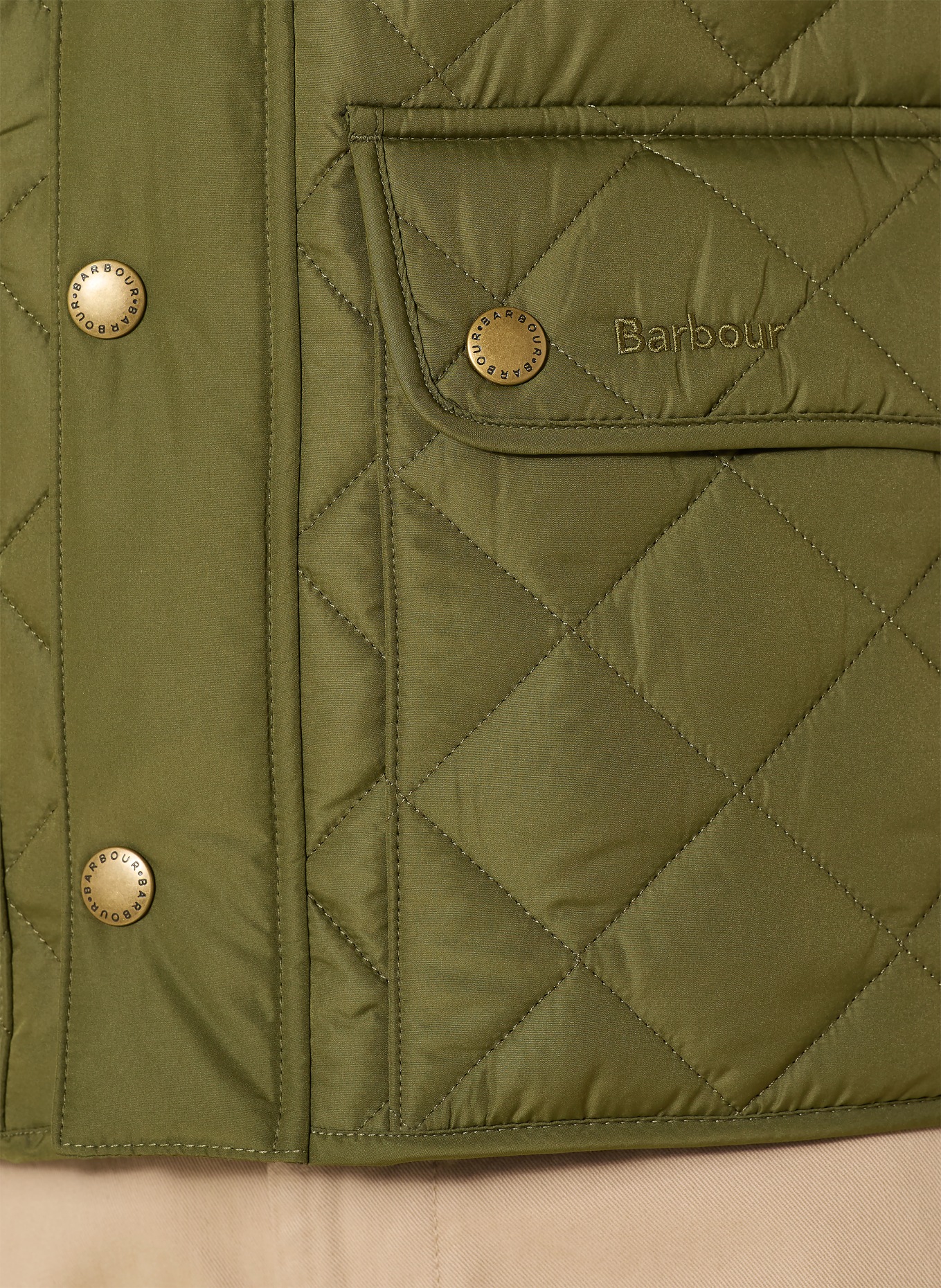 Barbour Prošívaná vesta: OLIVOVÁ