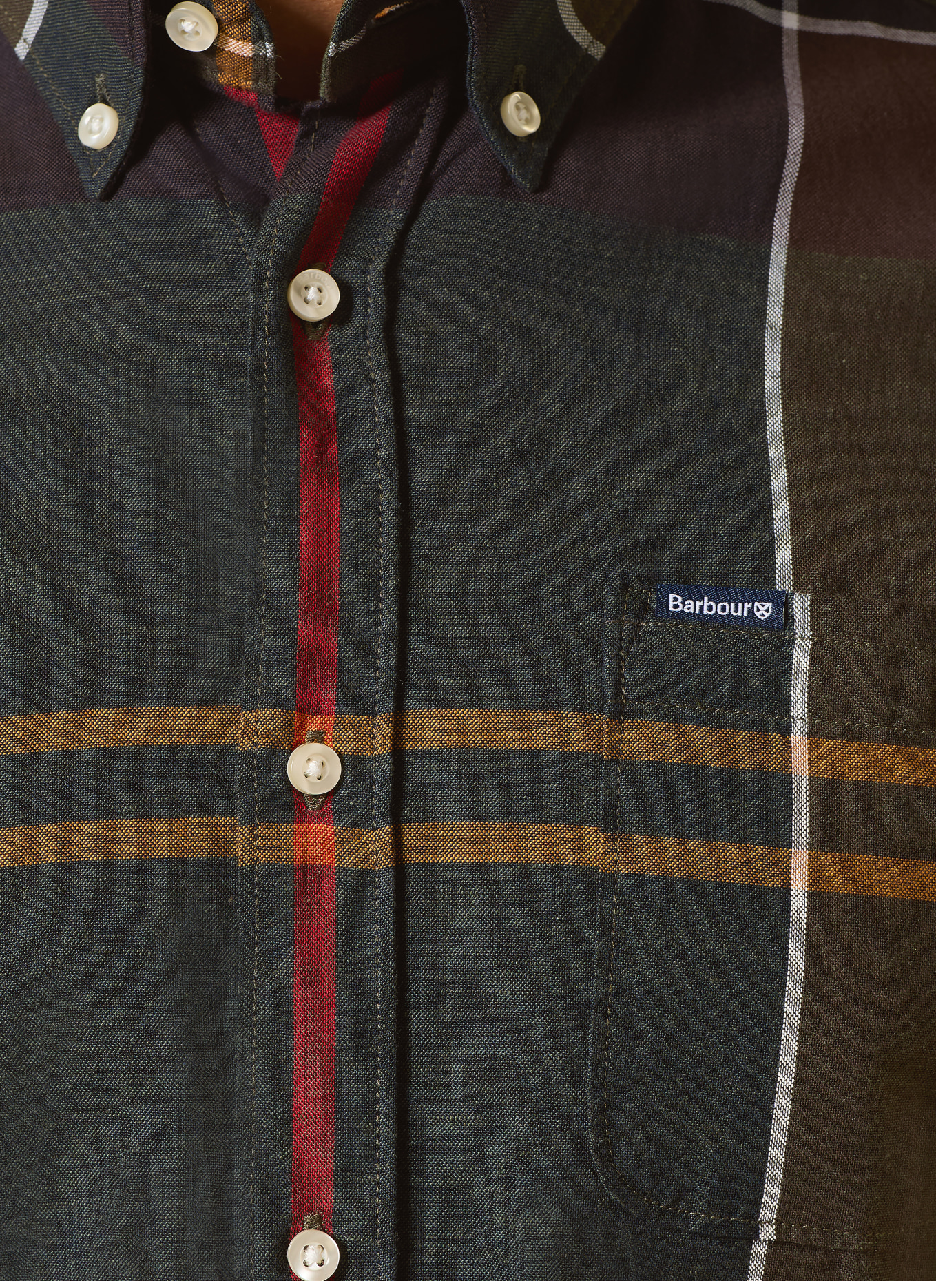 Barbour Koszula z krótkim rękawem tailored fit: KHAKI / CIEMNOŻÓŁTY / GRANATOWY