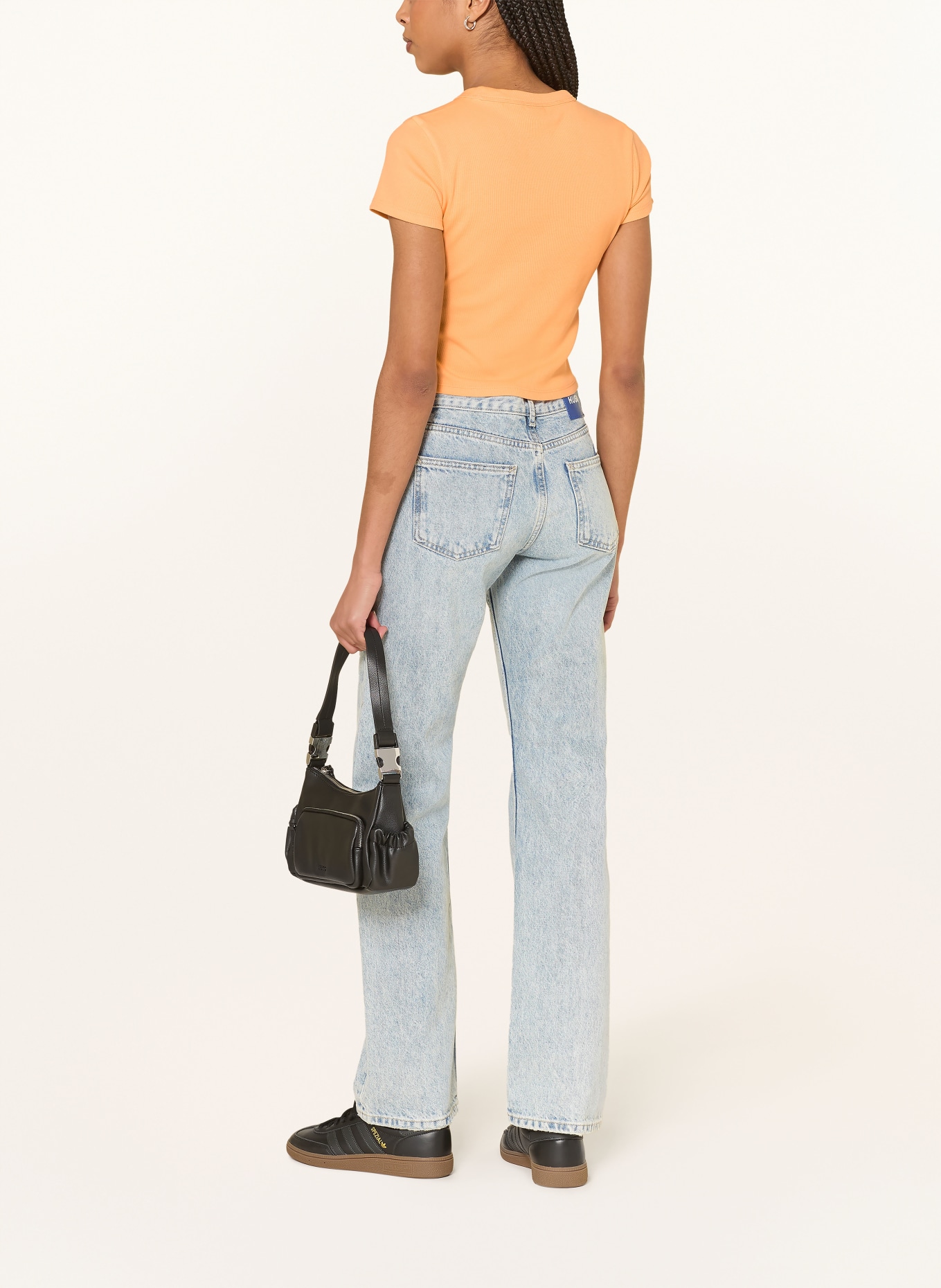 HUGO Cropped-Shirt: ORANGE