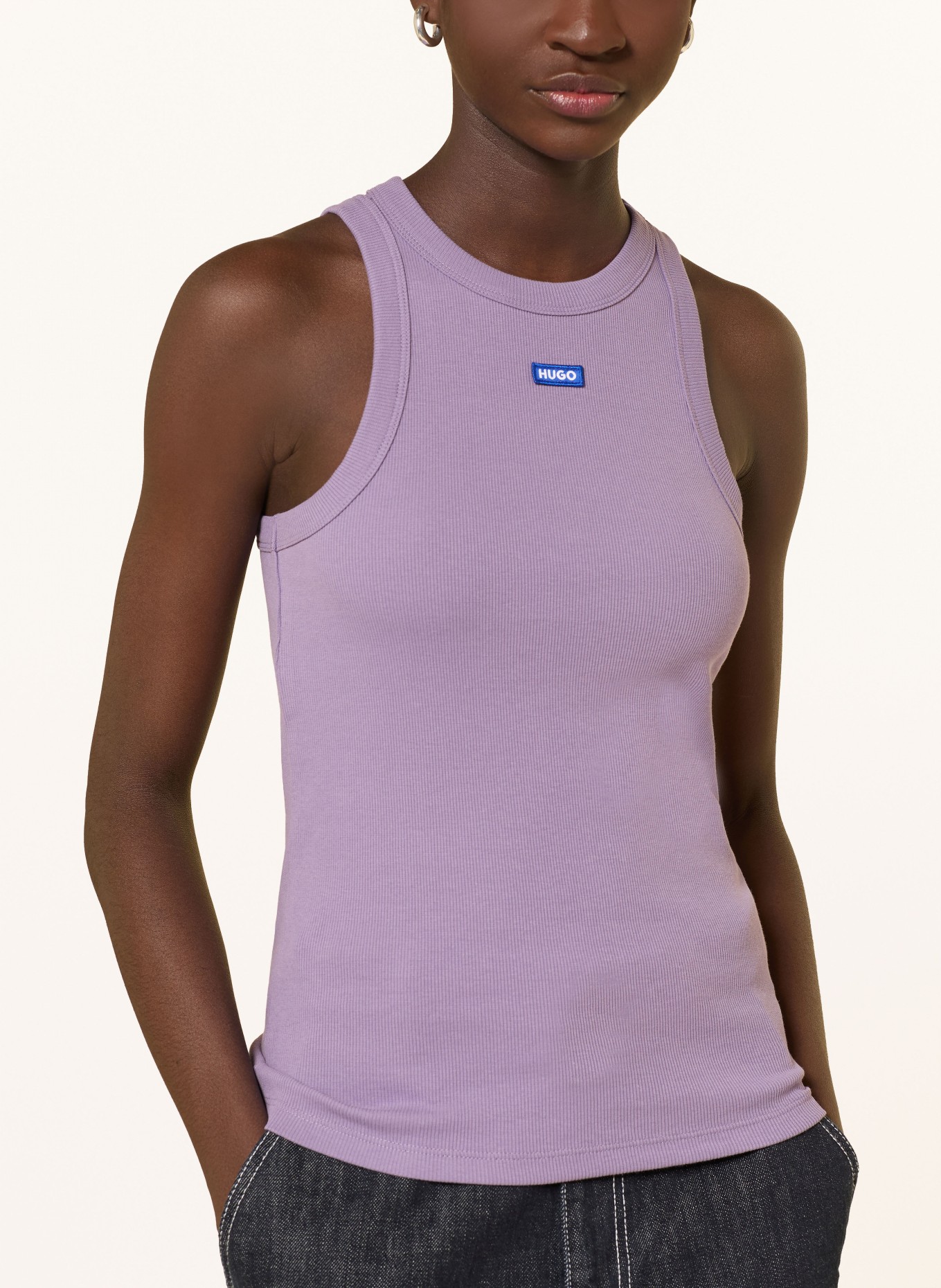 HUGO Top EASY TANK: SVĚTLE FIALOVÁ