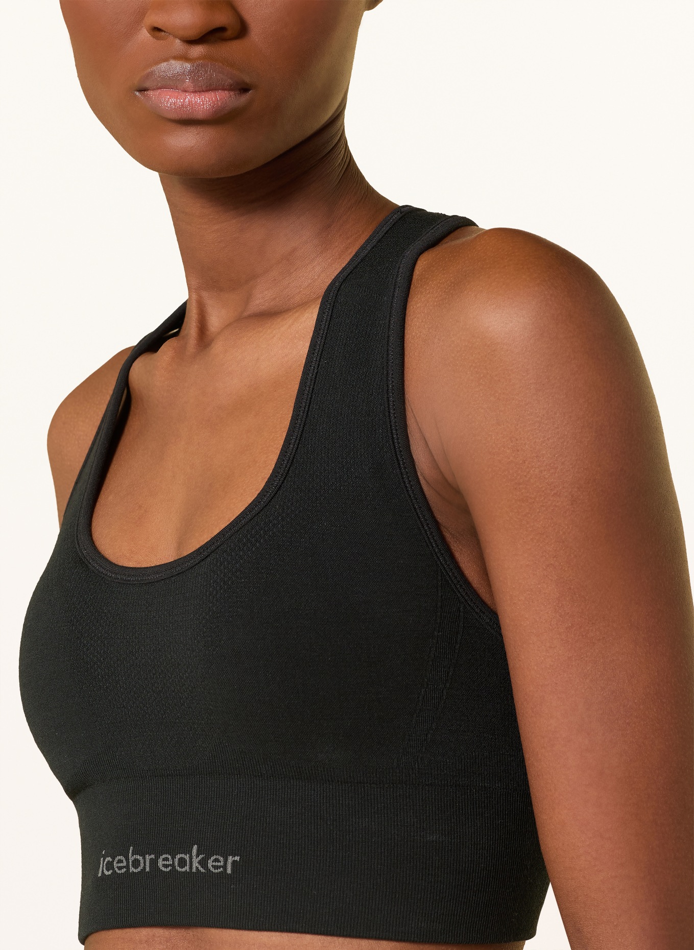 icebreaker Sport-BH 260 ZONEKNIT SEAMLESS mit Merinowolle: SCHWARZ / GRAU