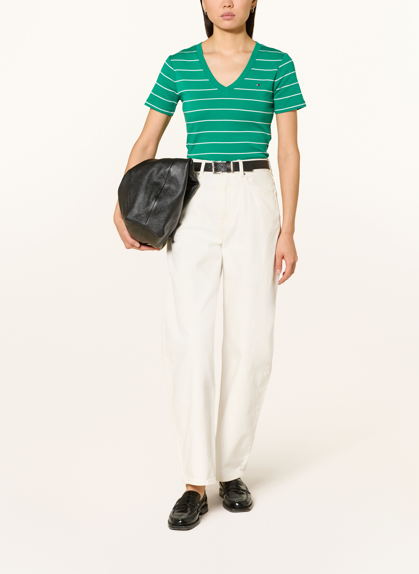 TOMMY HILFIGER T-Shirt: GRÜN / WEISS