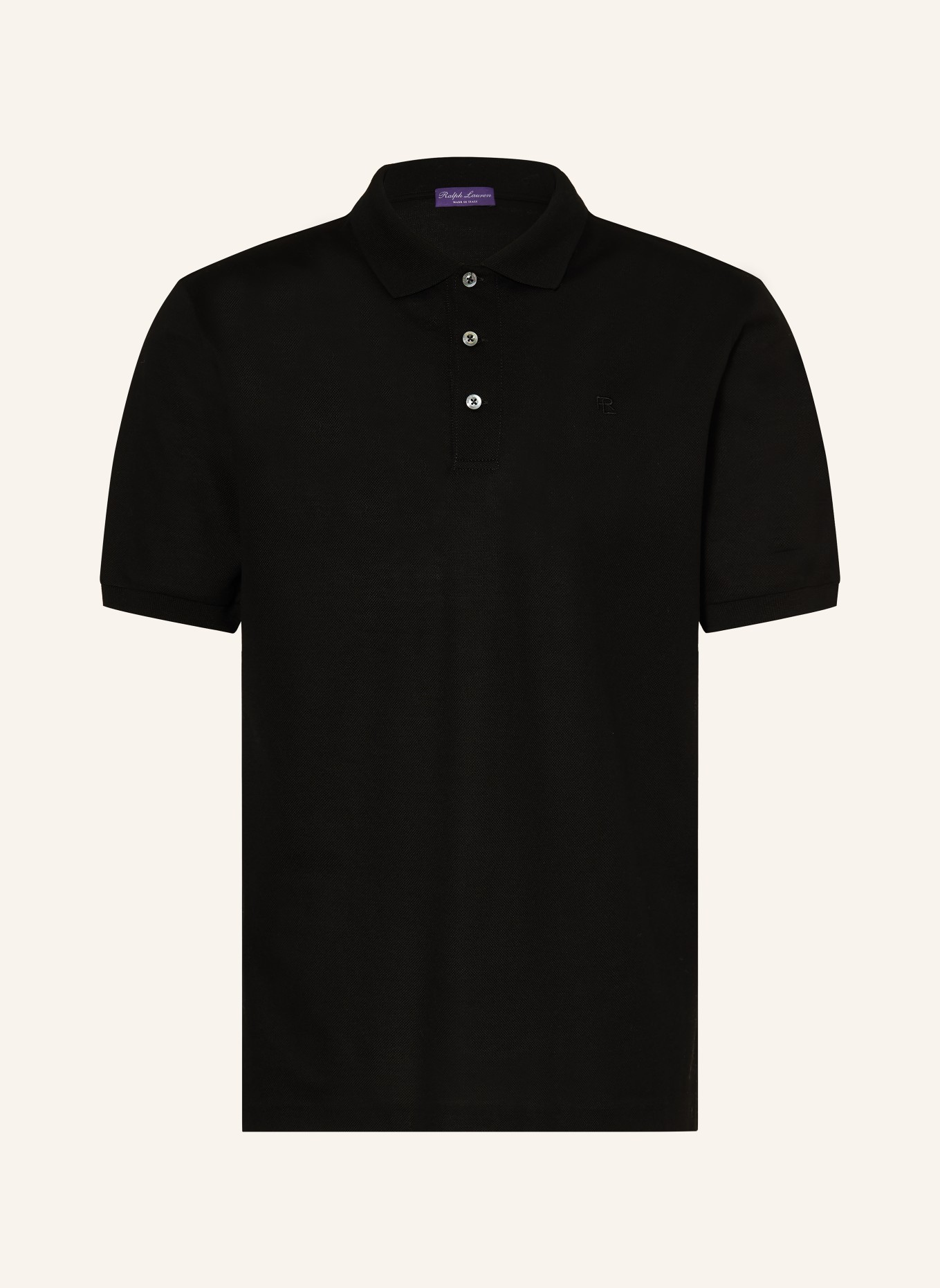 RALPH LAUREN PURPLE LABEL Piqué-Poloshirt: SCHWARZ