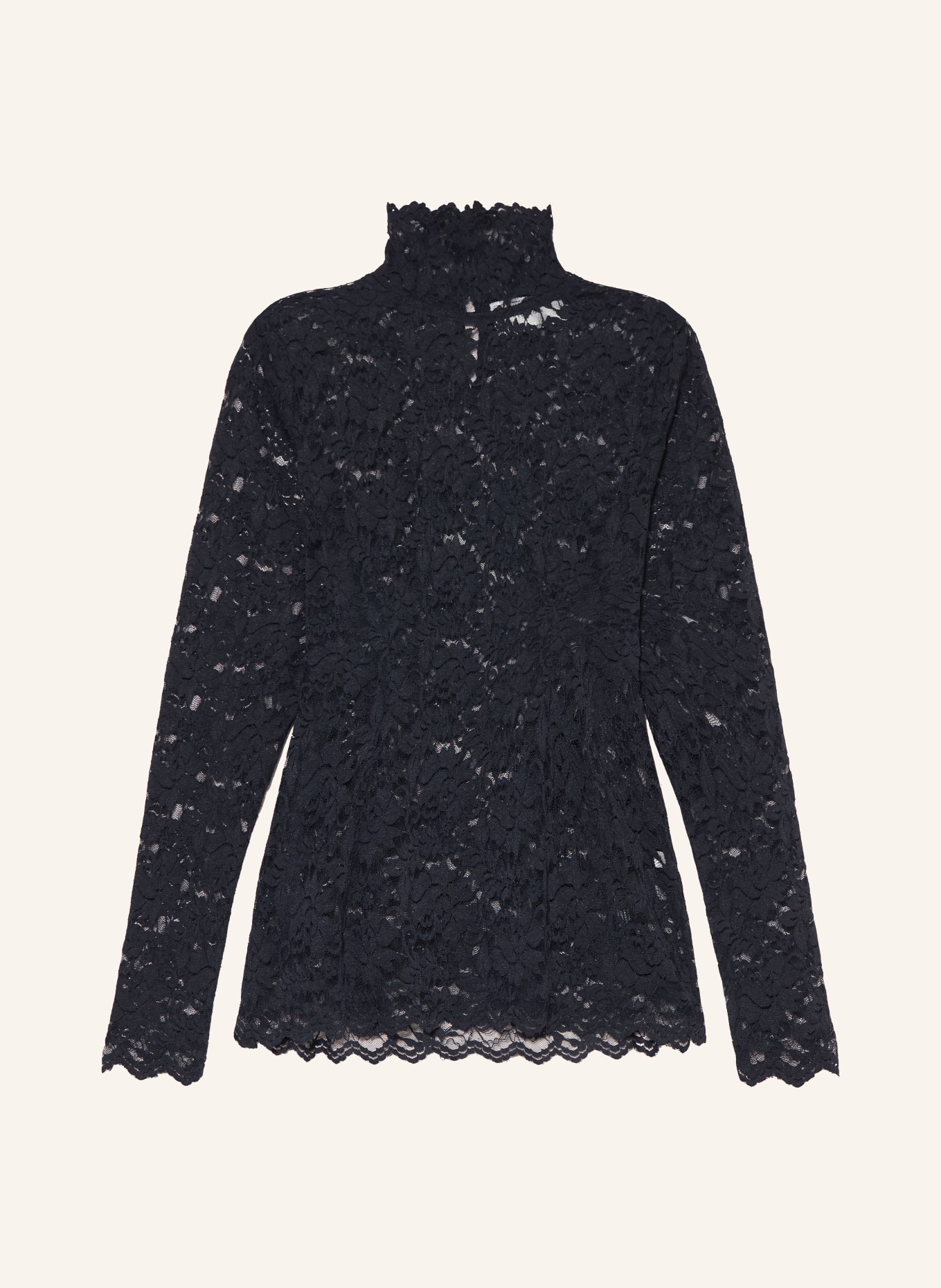 NEO NOIR Tričko s dlouhým rukávem LIZA z krajky: TMAVĚ MODRÁ