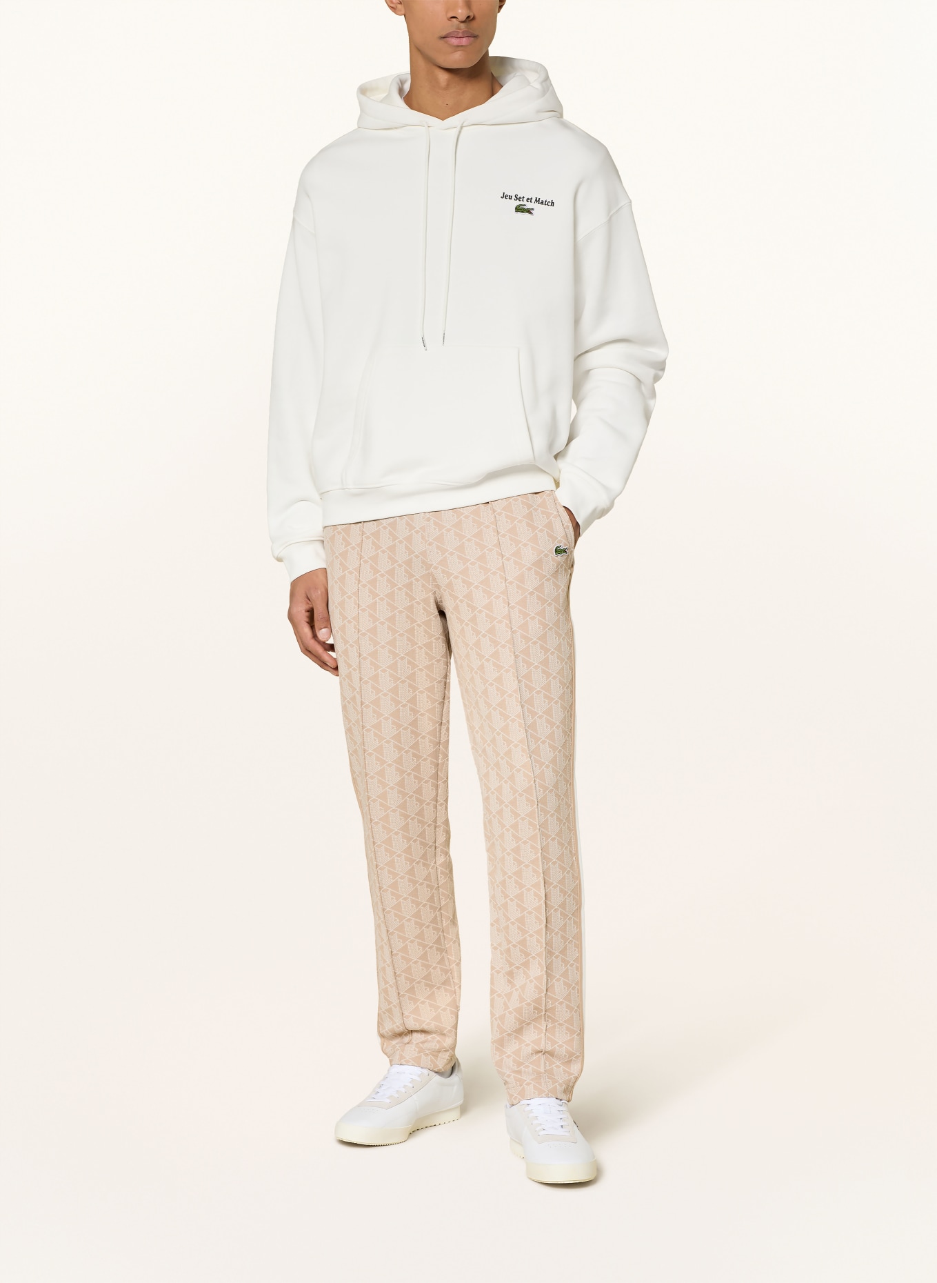 LACOSTE Track Pants: BEIGE / WEISS