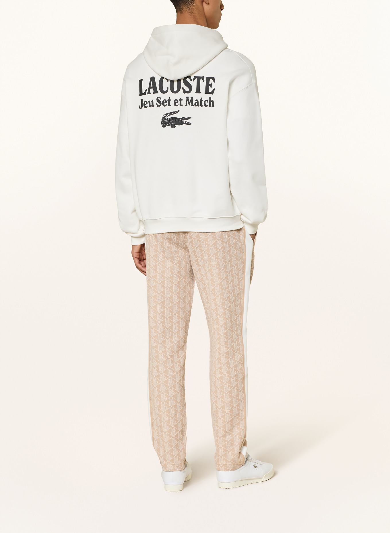 LACOSTE Track Pants: BEIGE / WEISS