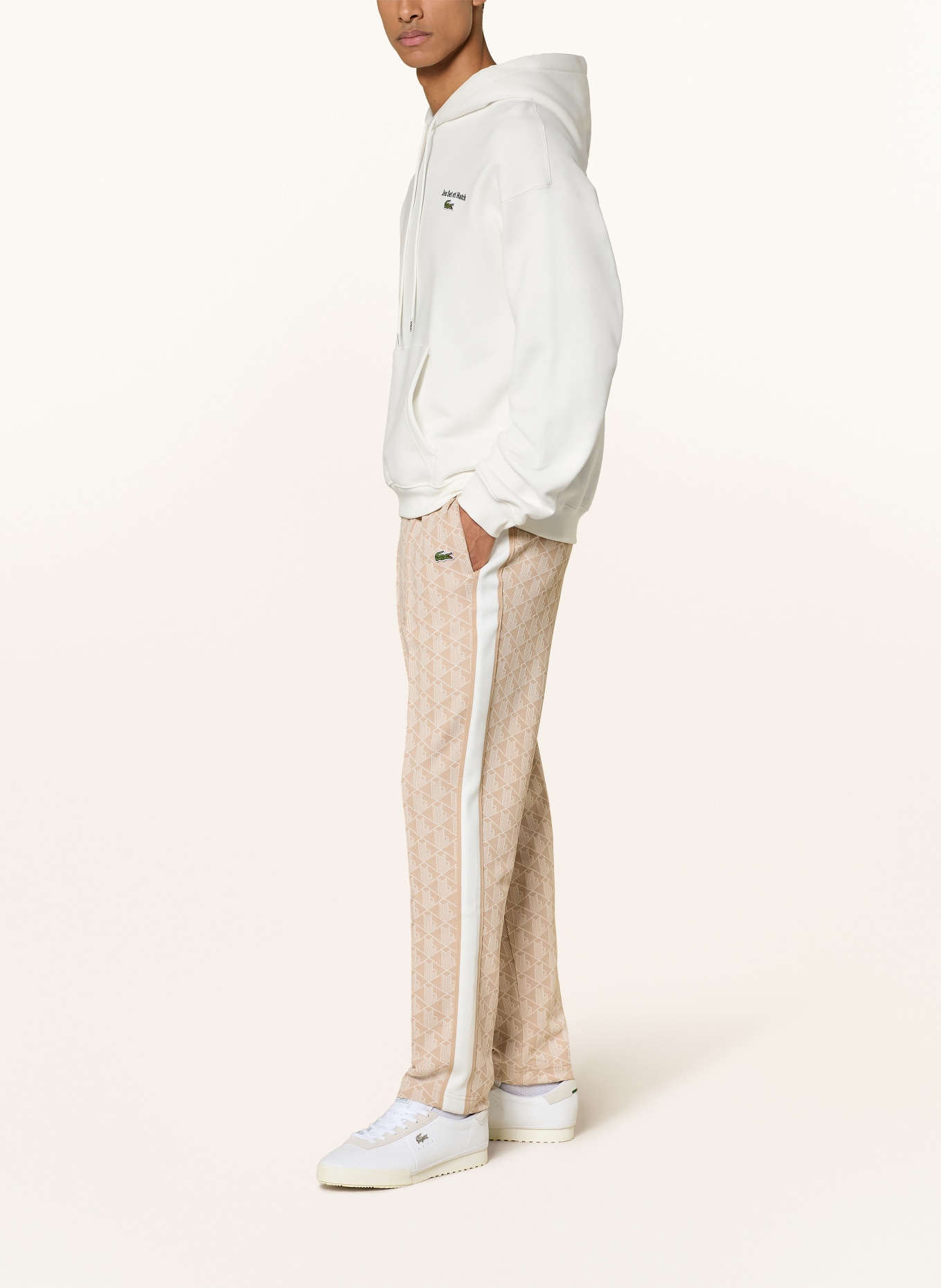 LACOSTE Track Pants: BEIGE / WEISS