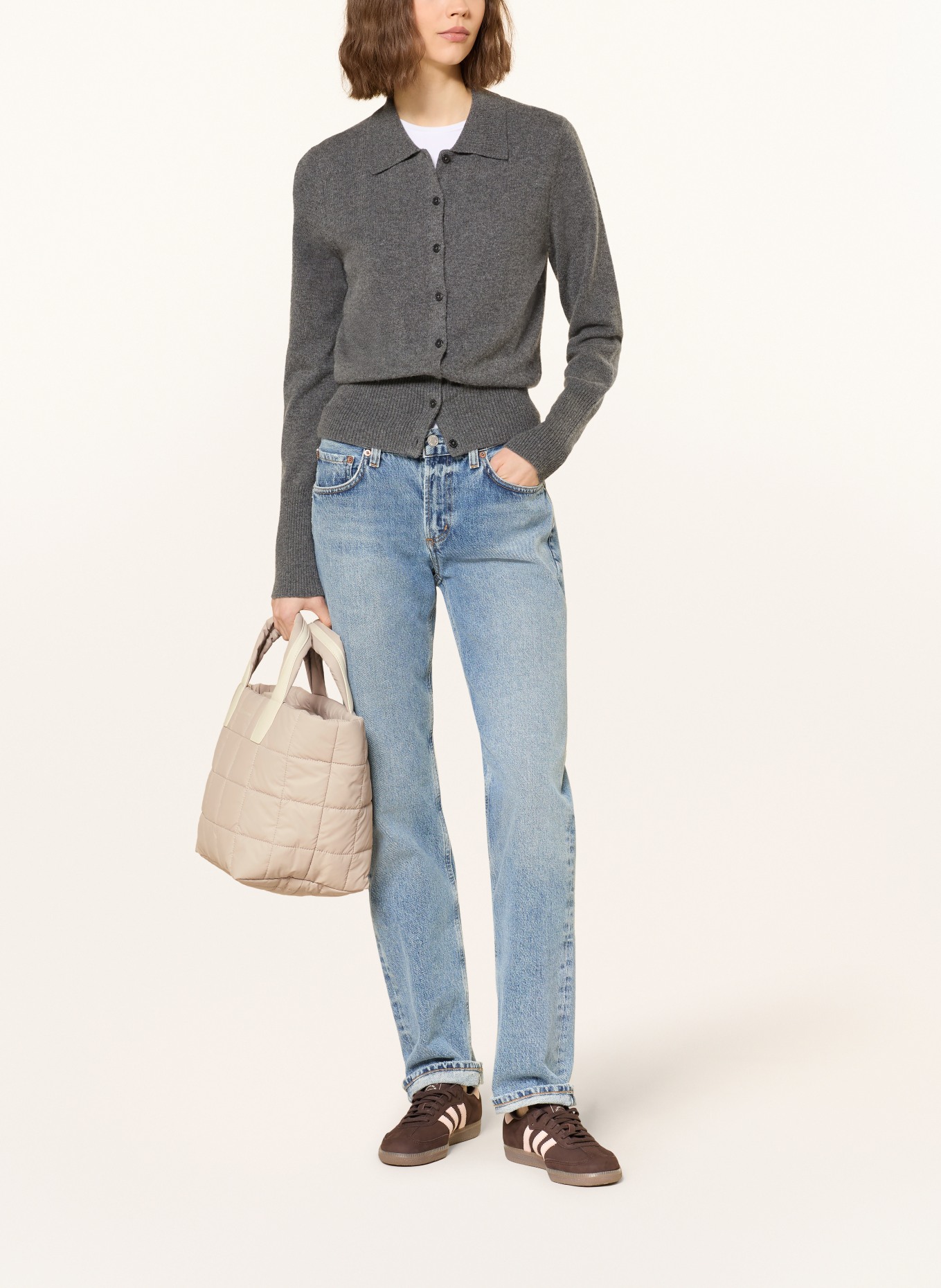 Vee Collective Shopper PORTER TOTE SMALL with pouch: TAUPE / CREAM