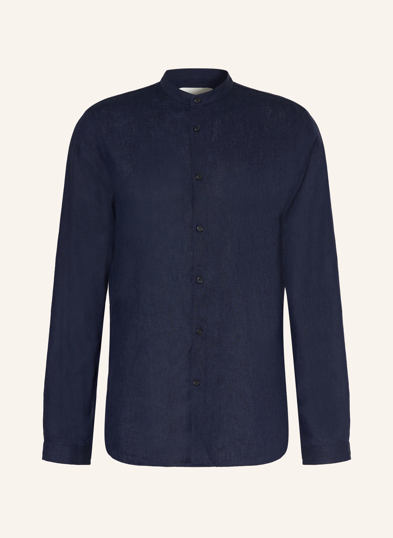 ARMEDANGELS Overhemd VAALERONIMUS Comfort Fit met opstaande kraag en linnen: DONKERBLAUW