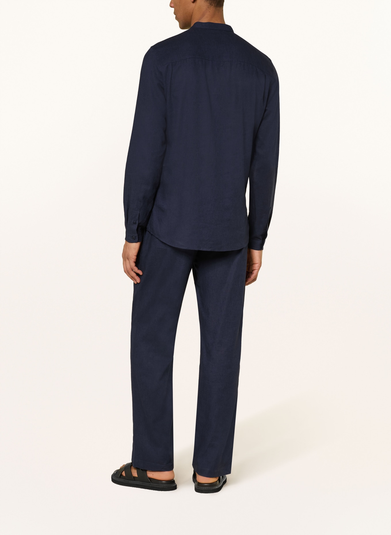 ARMEDANGELS Overhemd VAALERONIMUS Comfort Fit met opstaande kraag en linnen: DONKERBLAUW