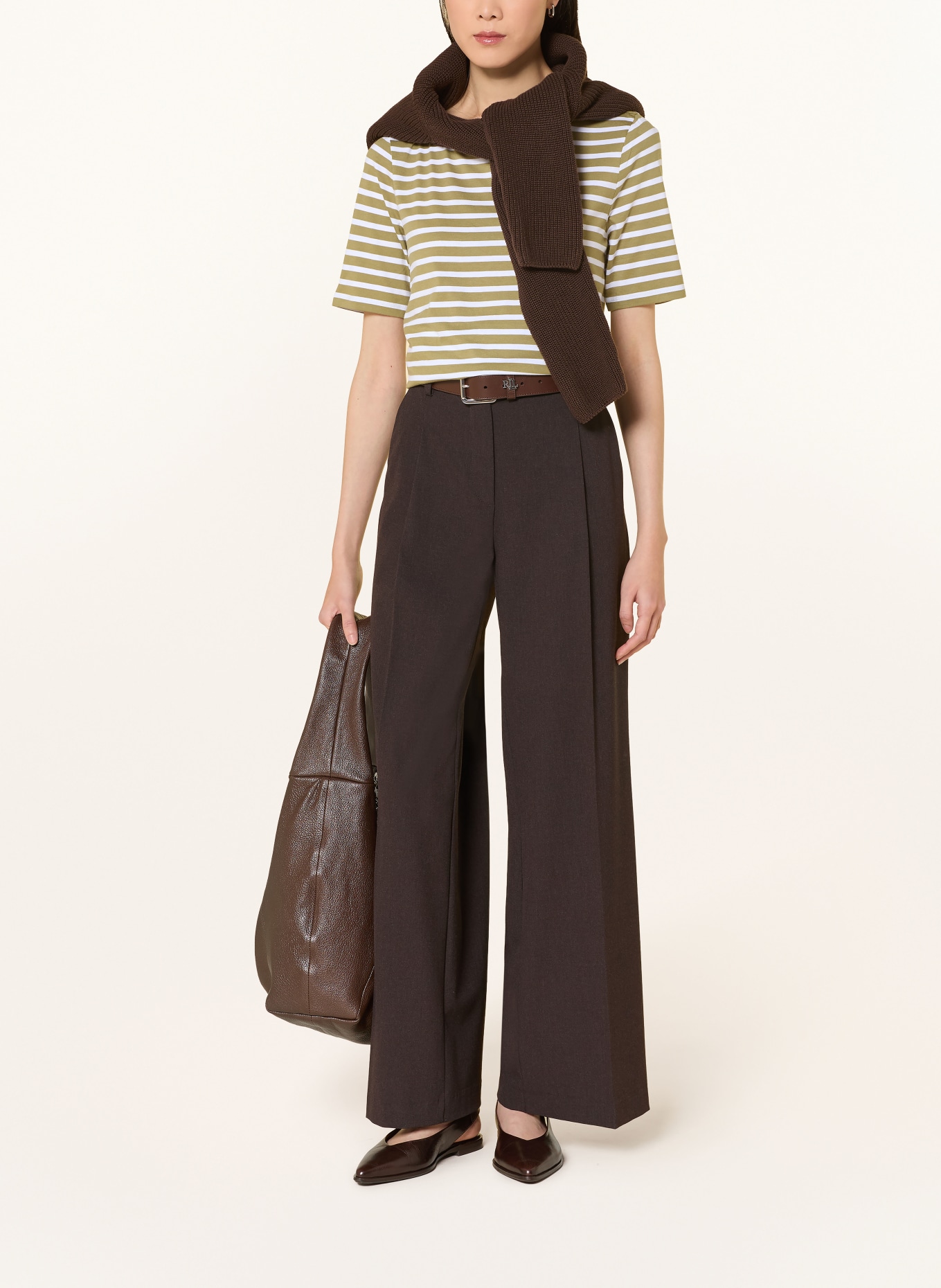 MAERZ MUENCHEN Tričko: OLIVOVÁ / BÍLÁ