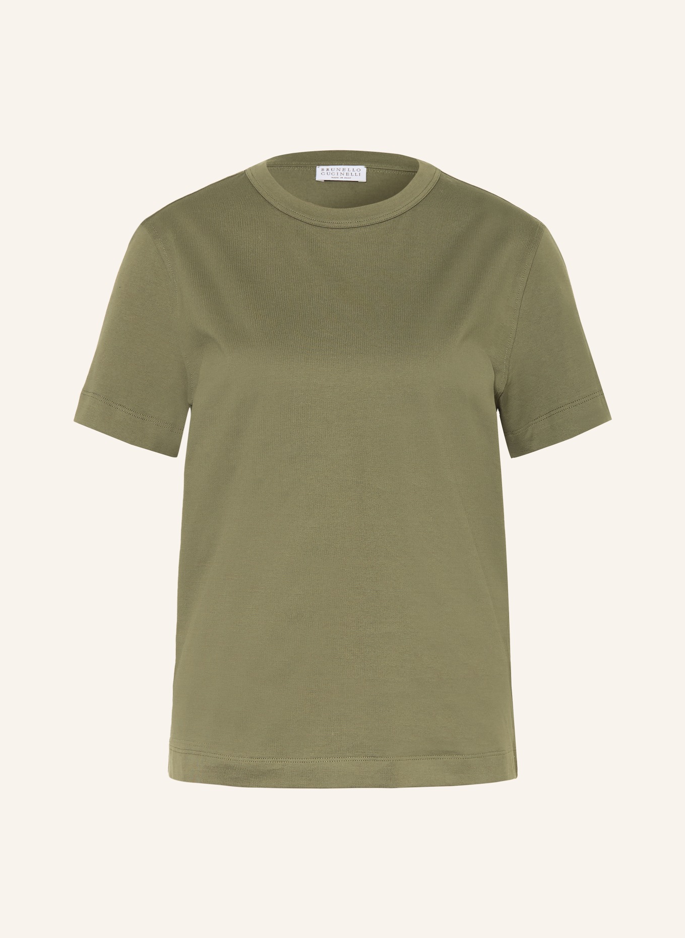 BRUNELLO CUCINELLI T-shirt with decorative gems: OLIVE