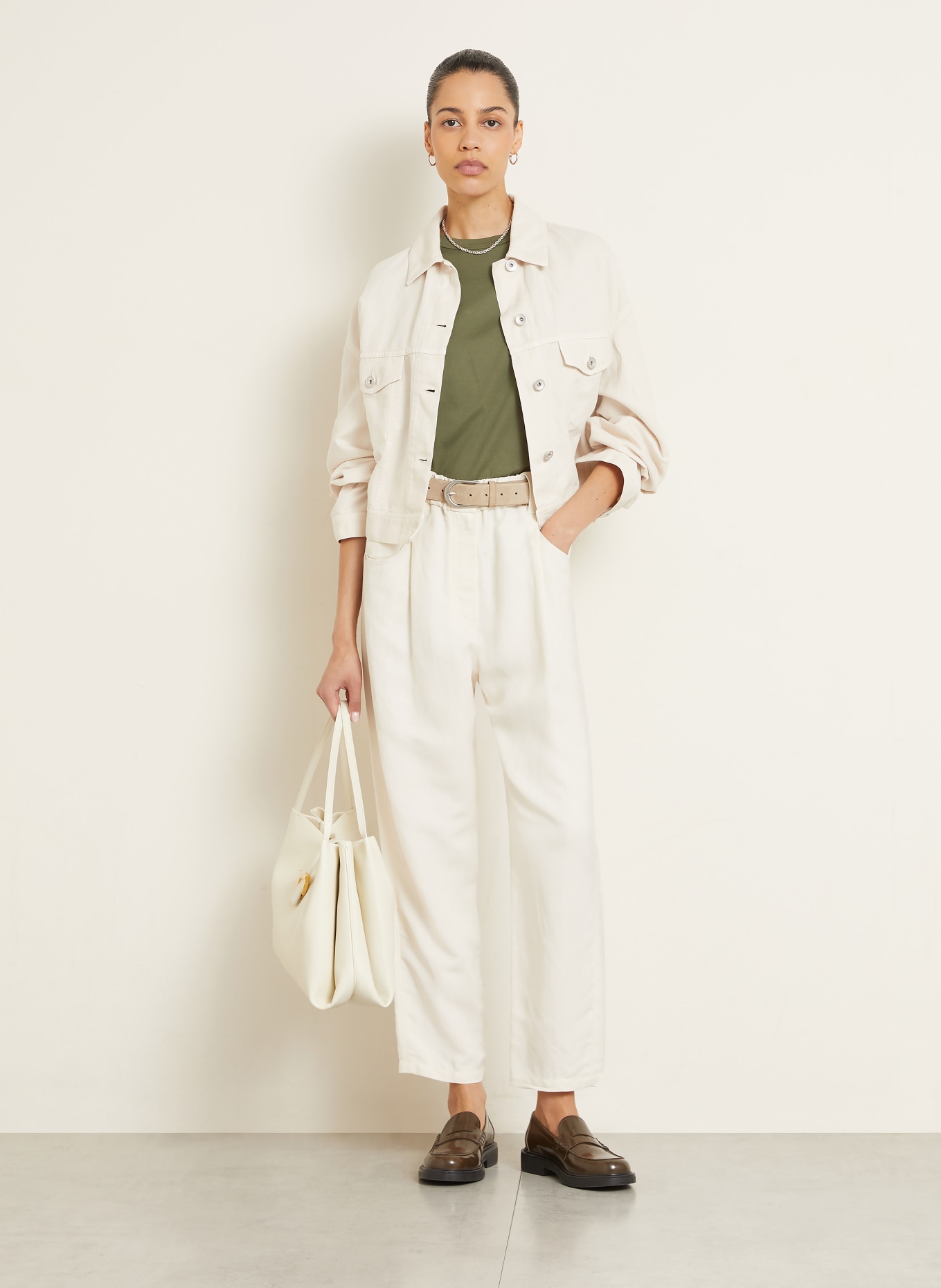 BRUNELLO CUCINELLI T-shirt with decorative gems: OLIVE