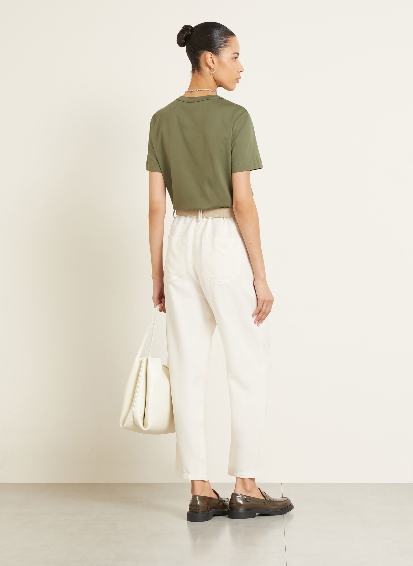 BRUNELLO CUCINELLI T-shirt with decorative gems: OLIVE