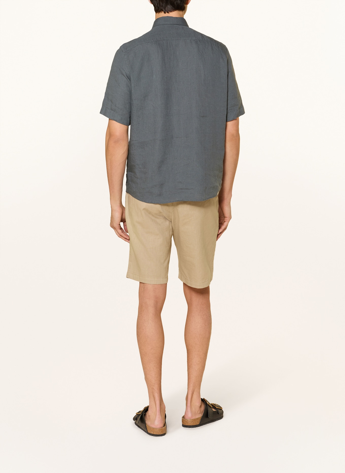 Marc O'Polo Kurzarm-Hemd Regular Fit aus Leinen: DUNKELGRAU