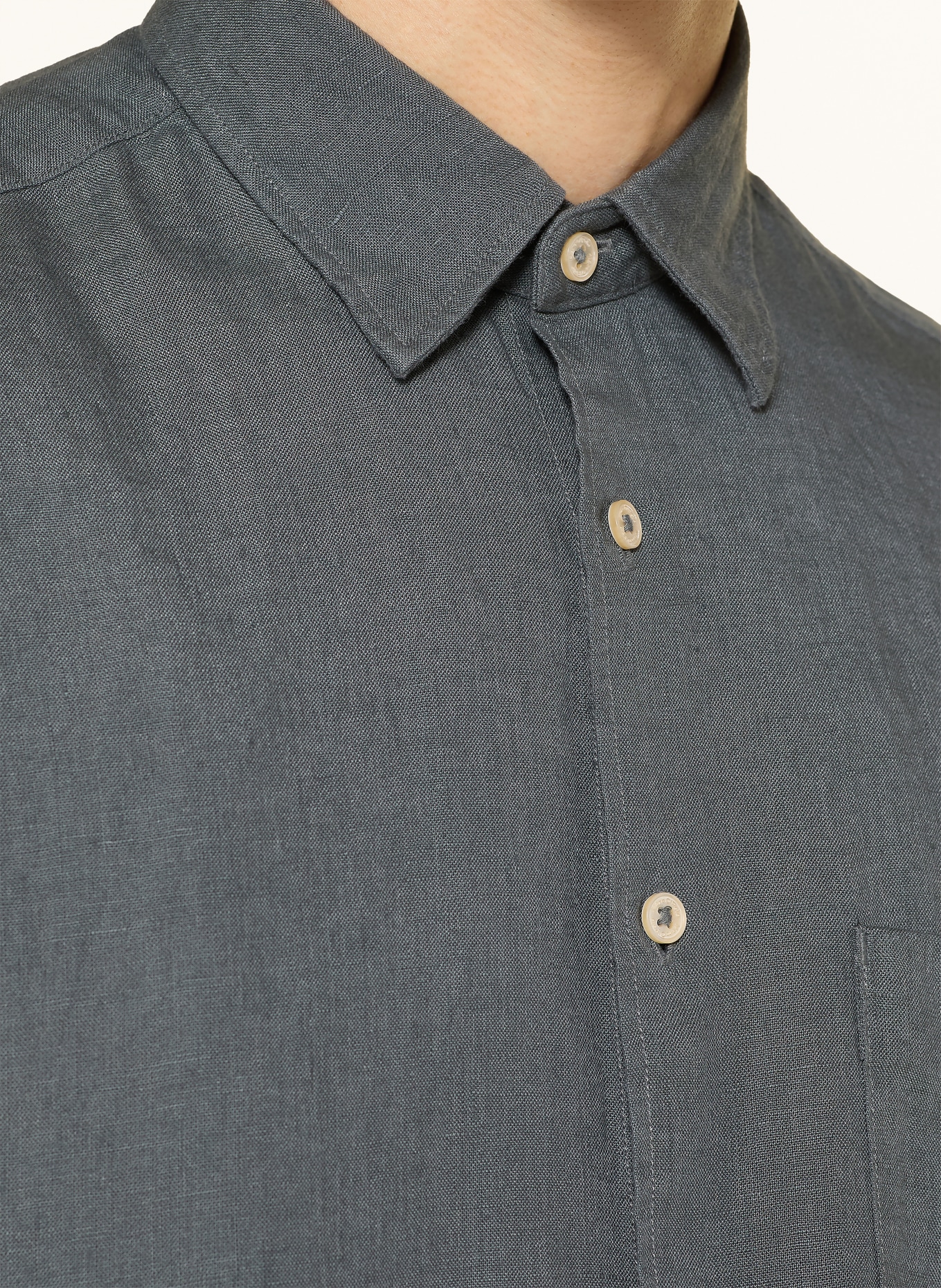 Marc O'Polo Kurzarm-Hemd Regular Fit aus Leinen: DUNKELGRAU